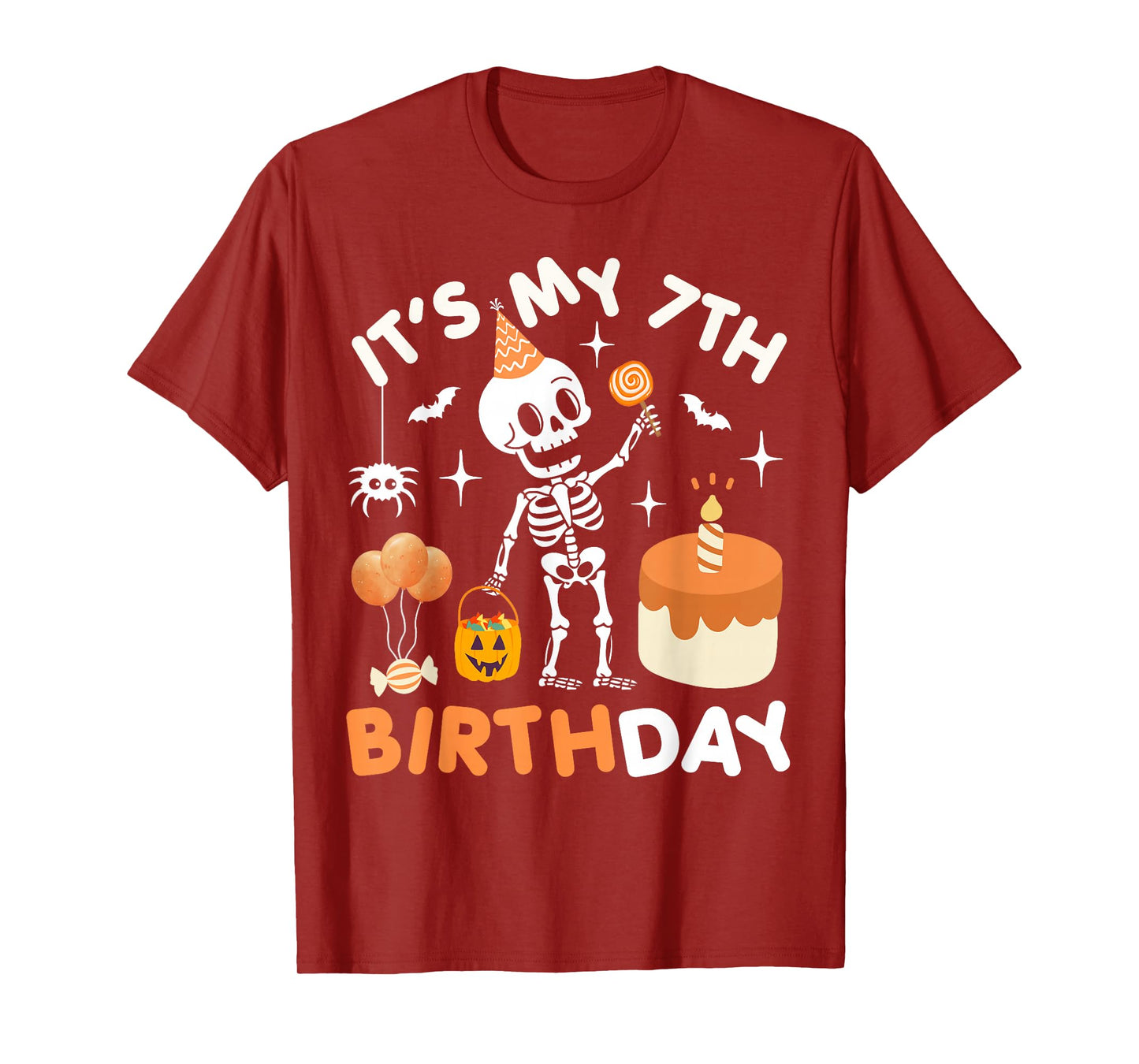 It's My 7th Birthday-Funny Halloween Skeleton 7th Bday Boys T-Shirt
