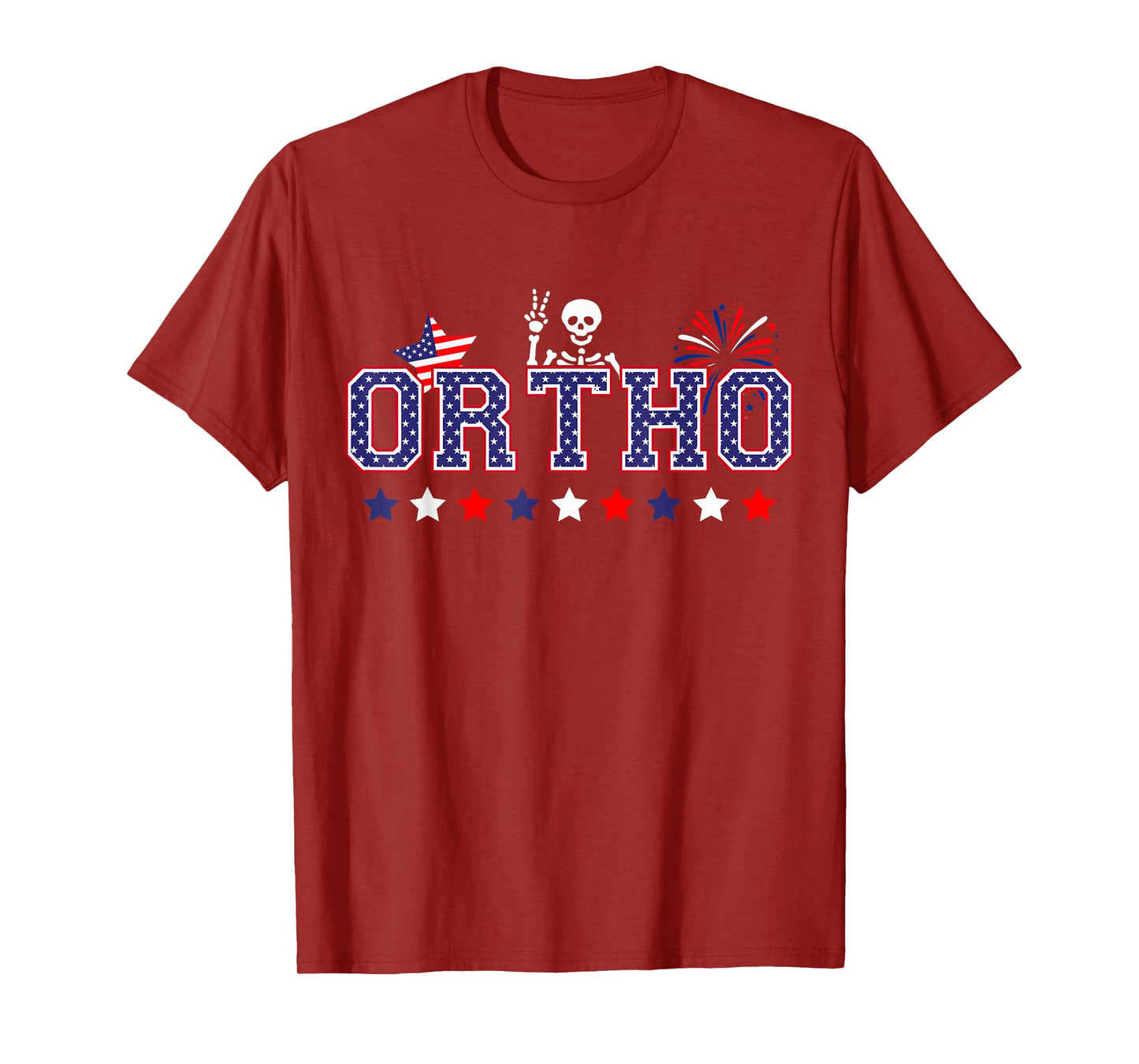 Retro Ortho Nurse Skeleton Orthopedics Patriotic 4th Of July T-Shirt