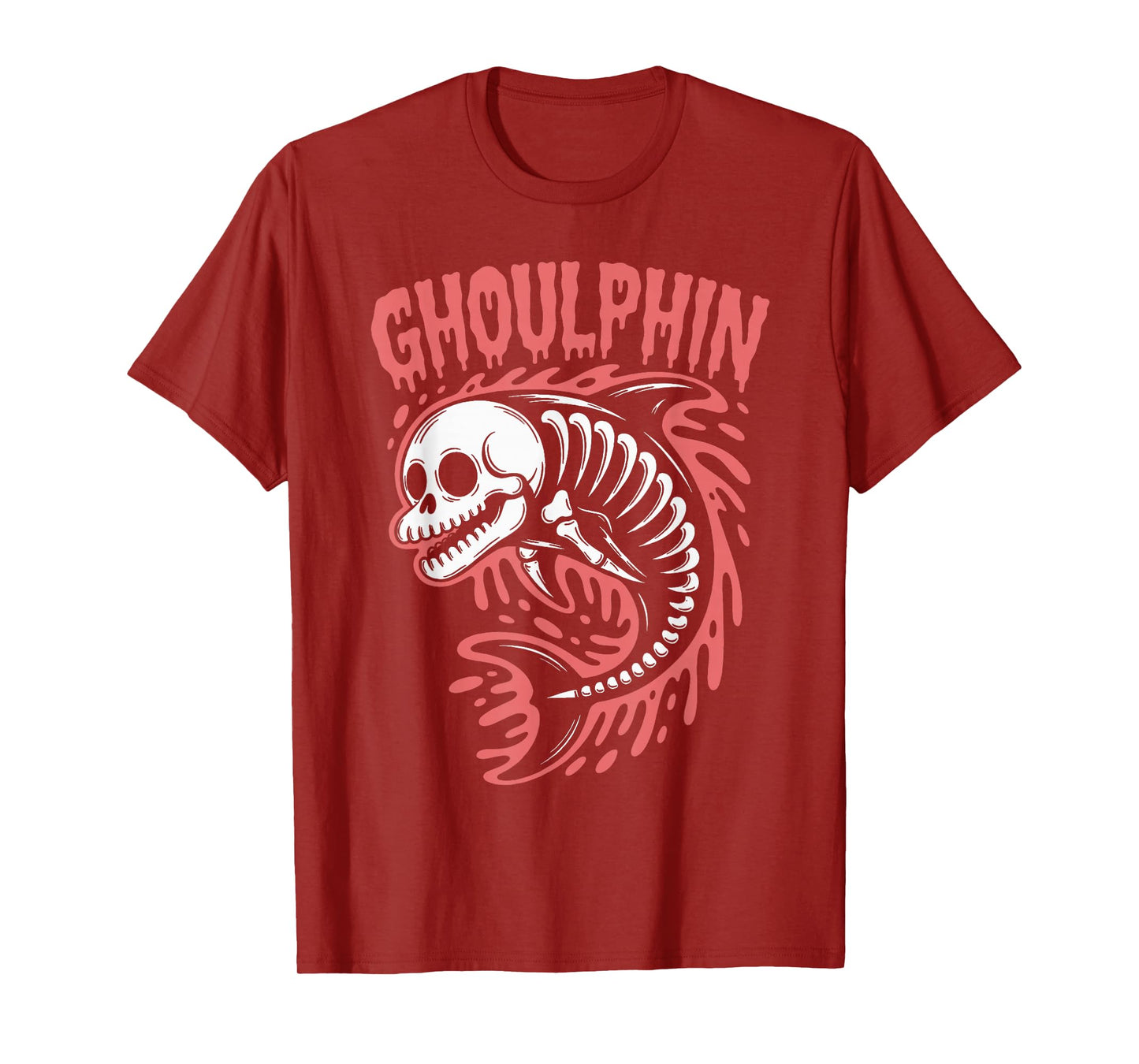 Spooky Dolphin Skeleton Halloween T-Shirt