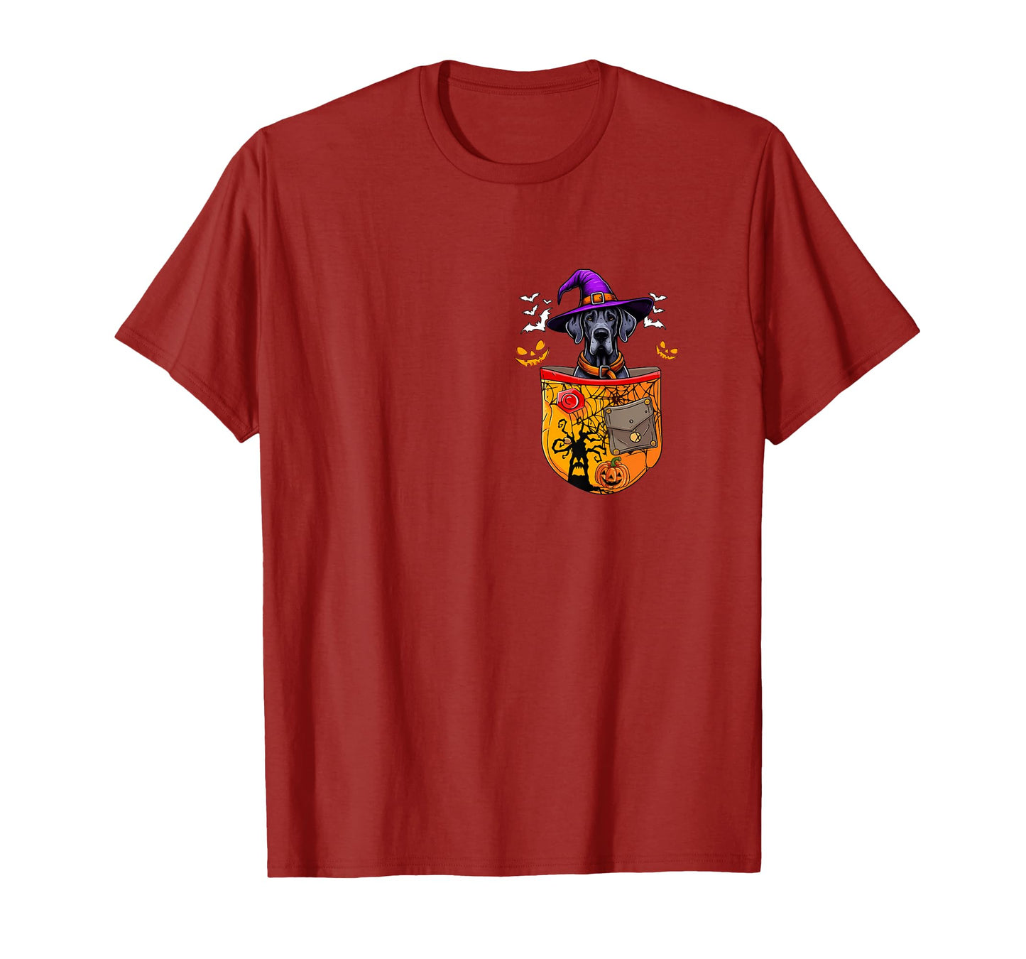 Great Dane As Witch in Pocket Halloween Dog Owner Family T-Shirt