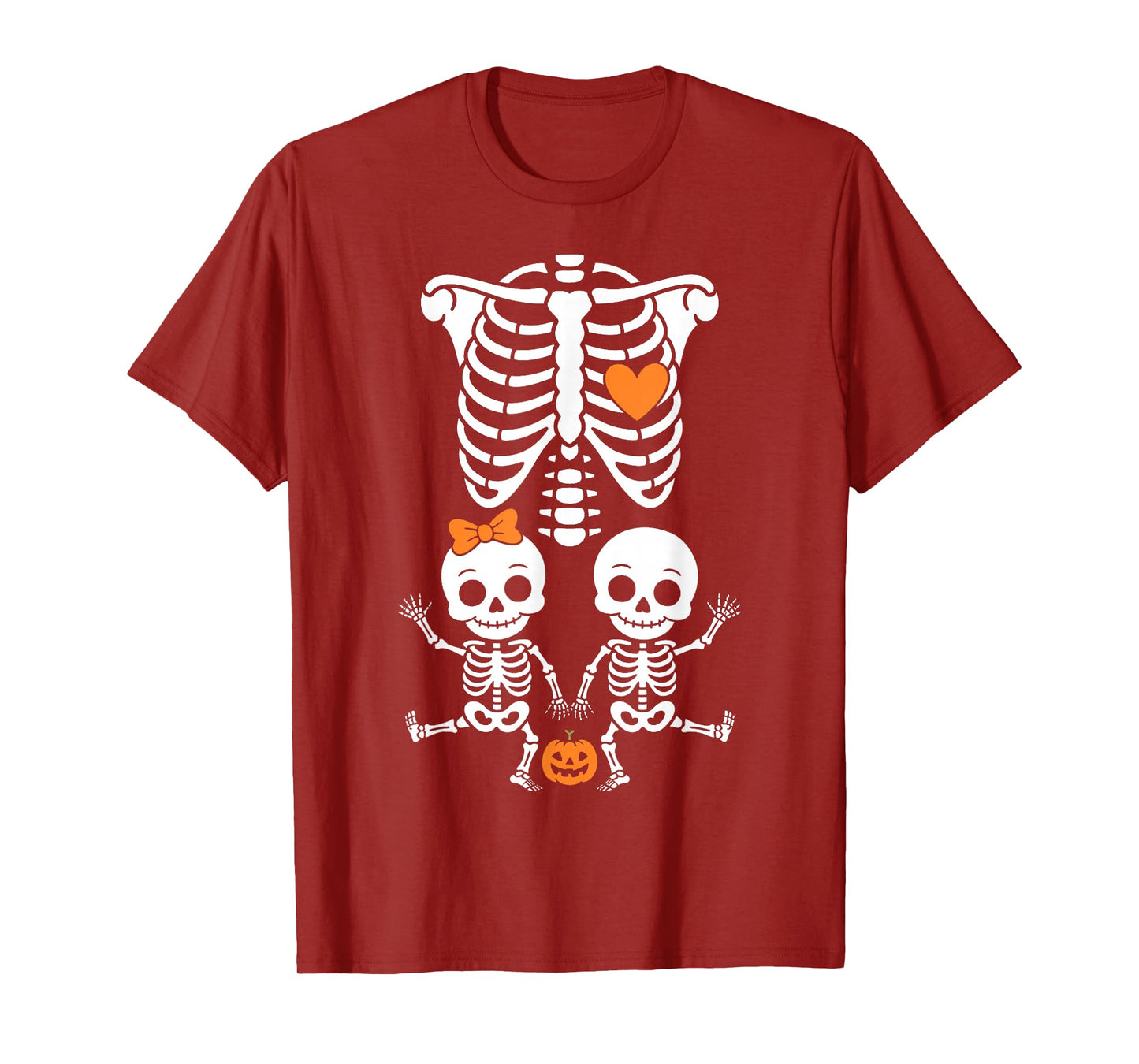 Baby Shower Skeleton Halloween Pregnancy Annoucement Twins T-Shirt