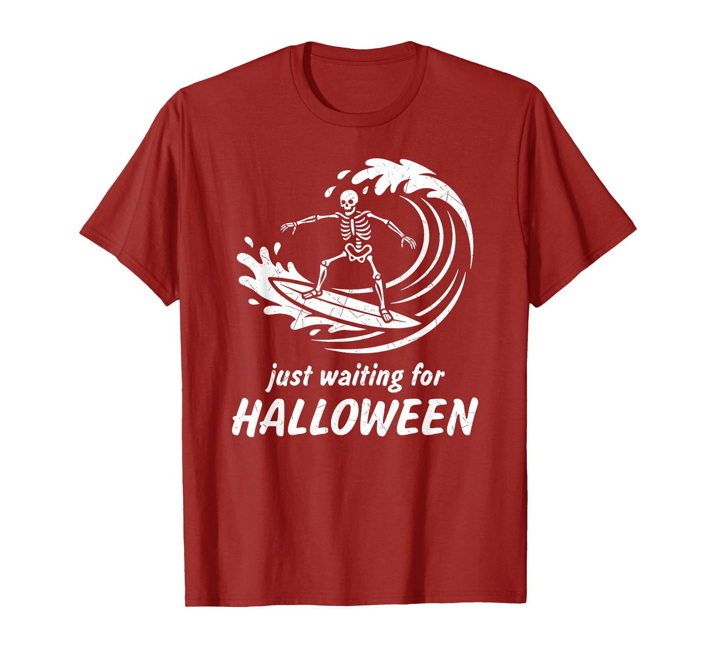 Just Waiting for Halloween Skeleton Surfing Spooky Surfer T-Shirt