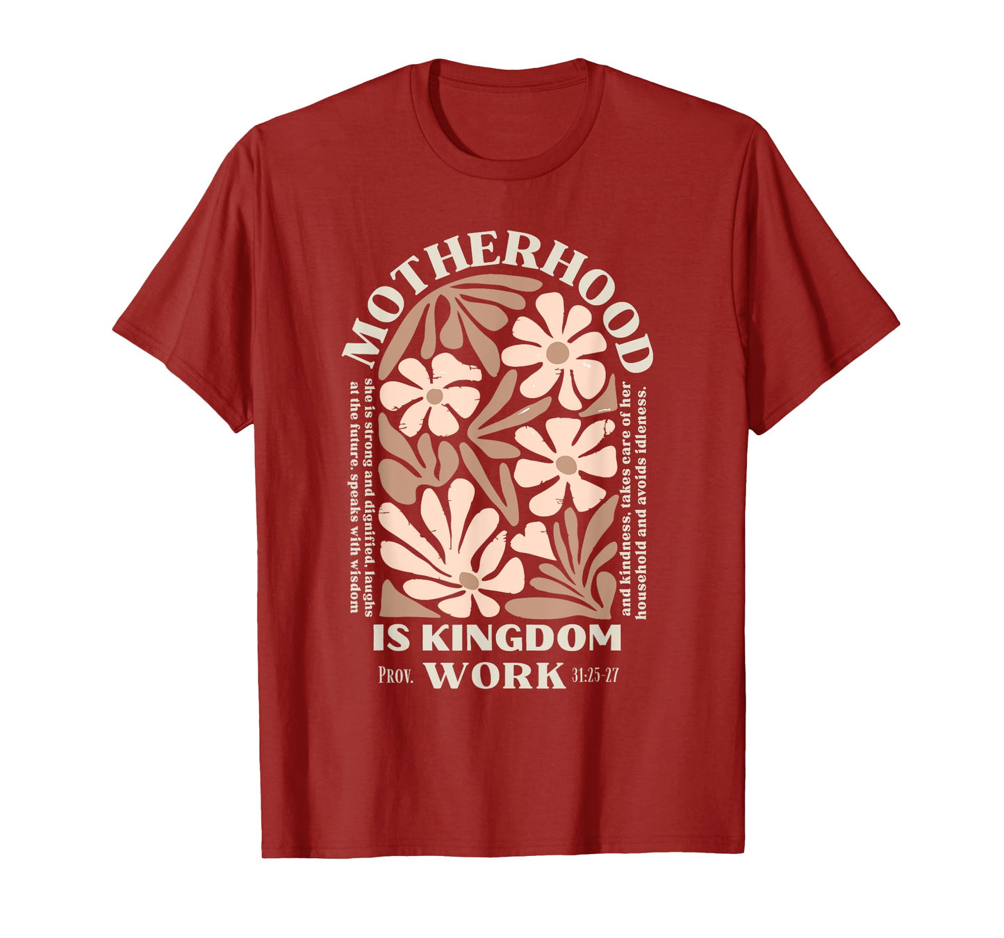 Floral Retro Motherhood is Kingdom Work Mama Mothers Day T-Shirt