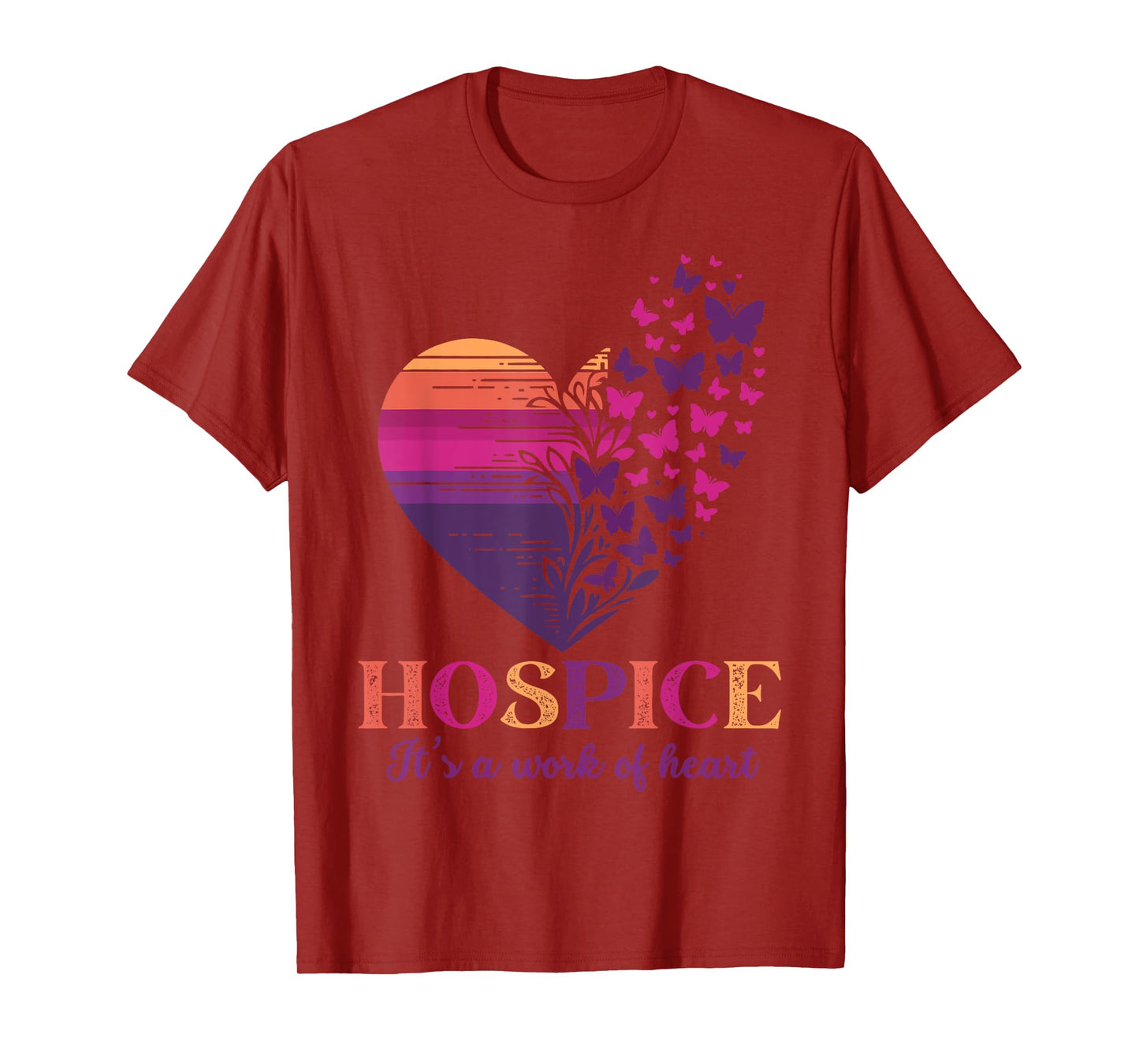 Hospice It's A Work Of Heart Butterfly Heart Hospice Squad T-Shirt