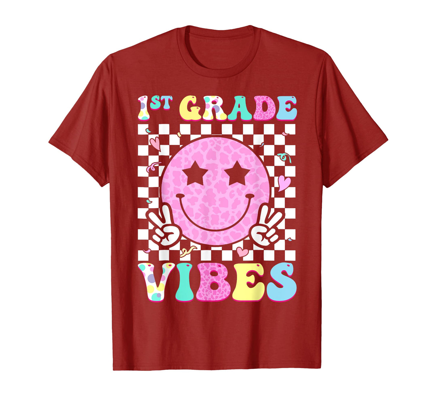 1st Grade Vibes Groovy Back to School First Grade Girls Kids T-Shirt