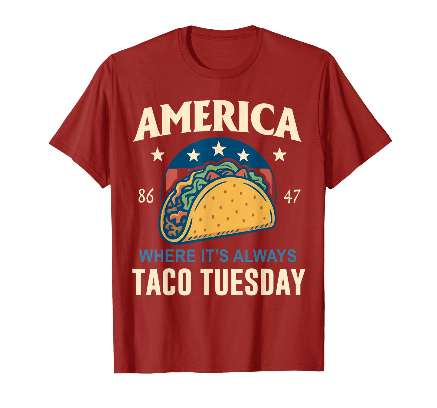 Retro America Where It's Always Taco Tuesday 4th Of July T-Shirt