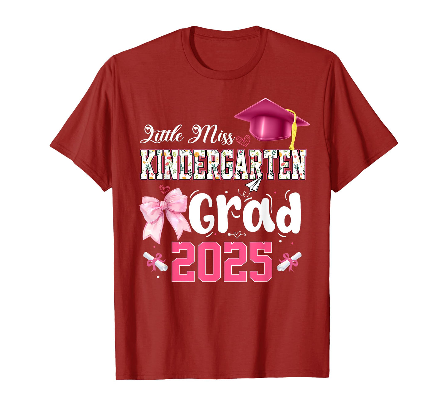 Little Miss Kindergarten Graduation Coquette Bow Graduate T-Shirt