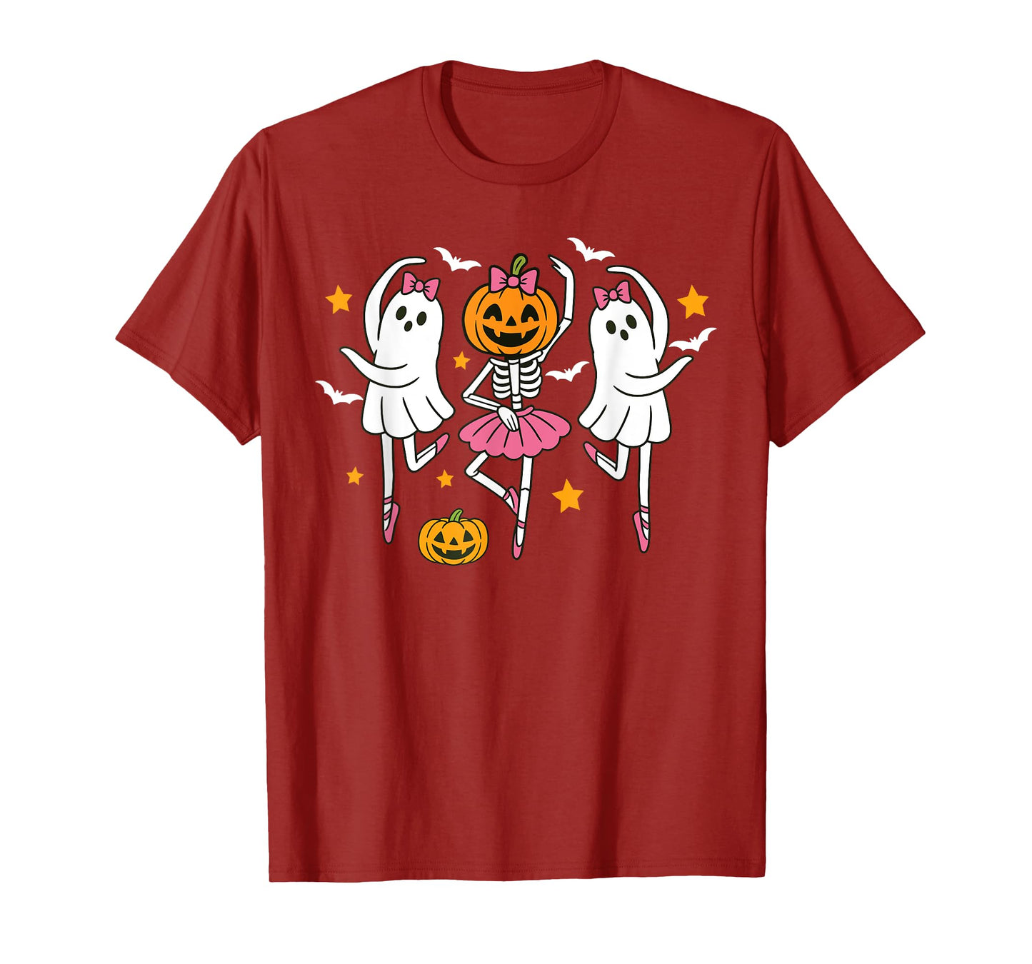 Cute Halloween Girls Ghost Ballet Women Skeleton Ballerina T-Shirt