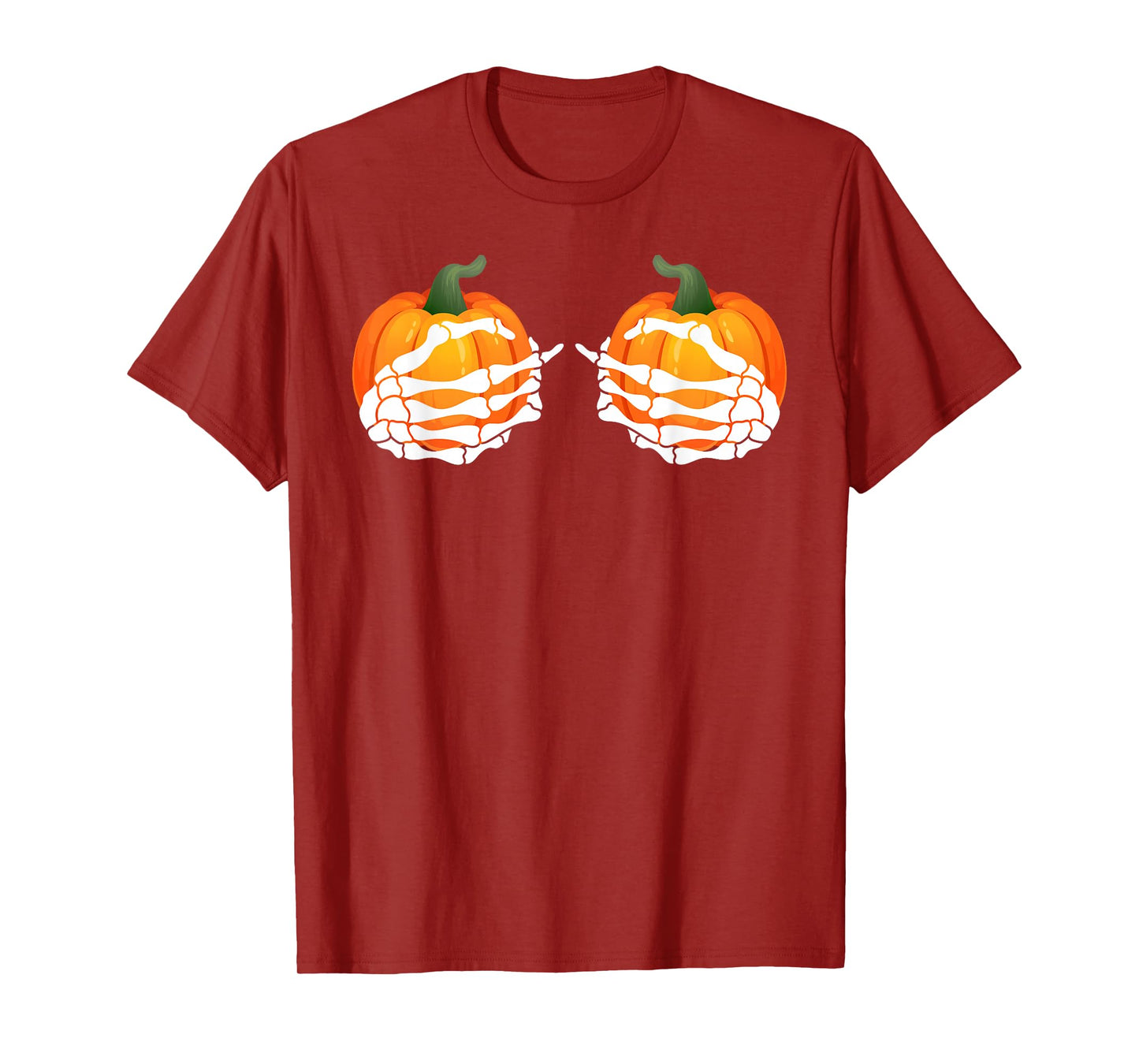 Skeleton Hands Holding Pumpkins Bra Halloween Costume Day T-Shirt