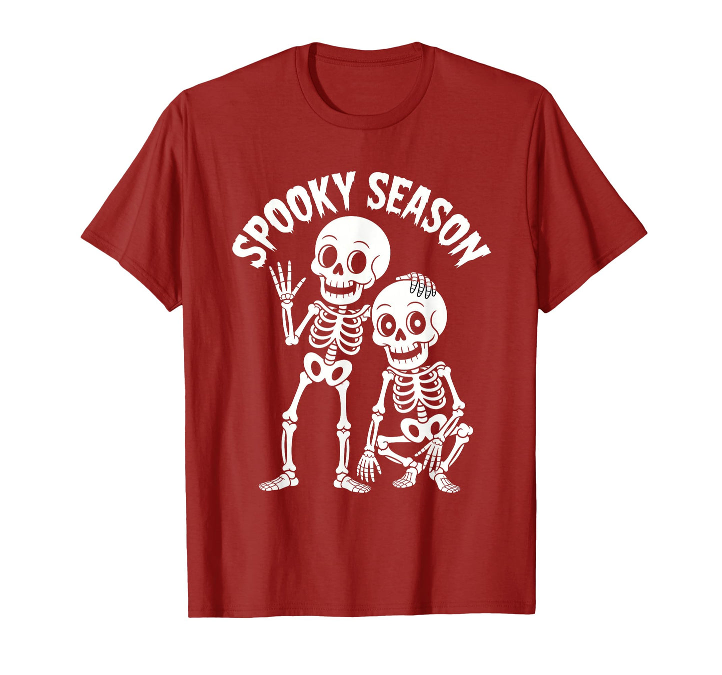 Cartoon Skeleton Couple Cute Spooky Season Bone Duo Art T-Shirt