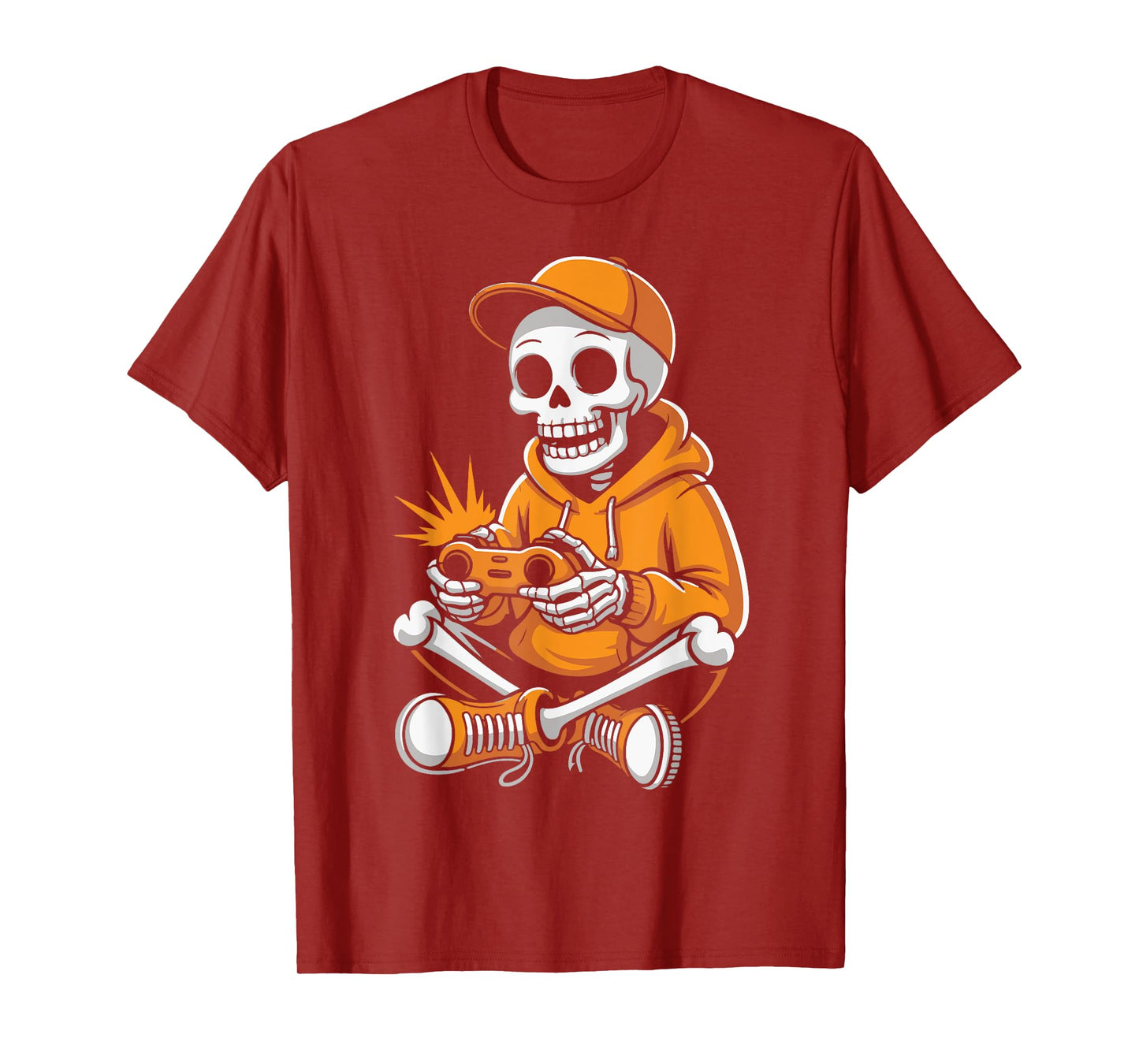 Bruh Halloween Skeleton Gamer Boys Kids Funny Video Gaming T-Shirt