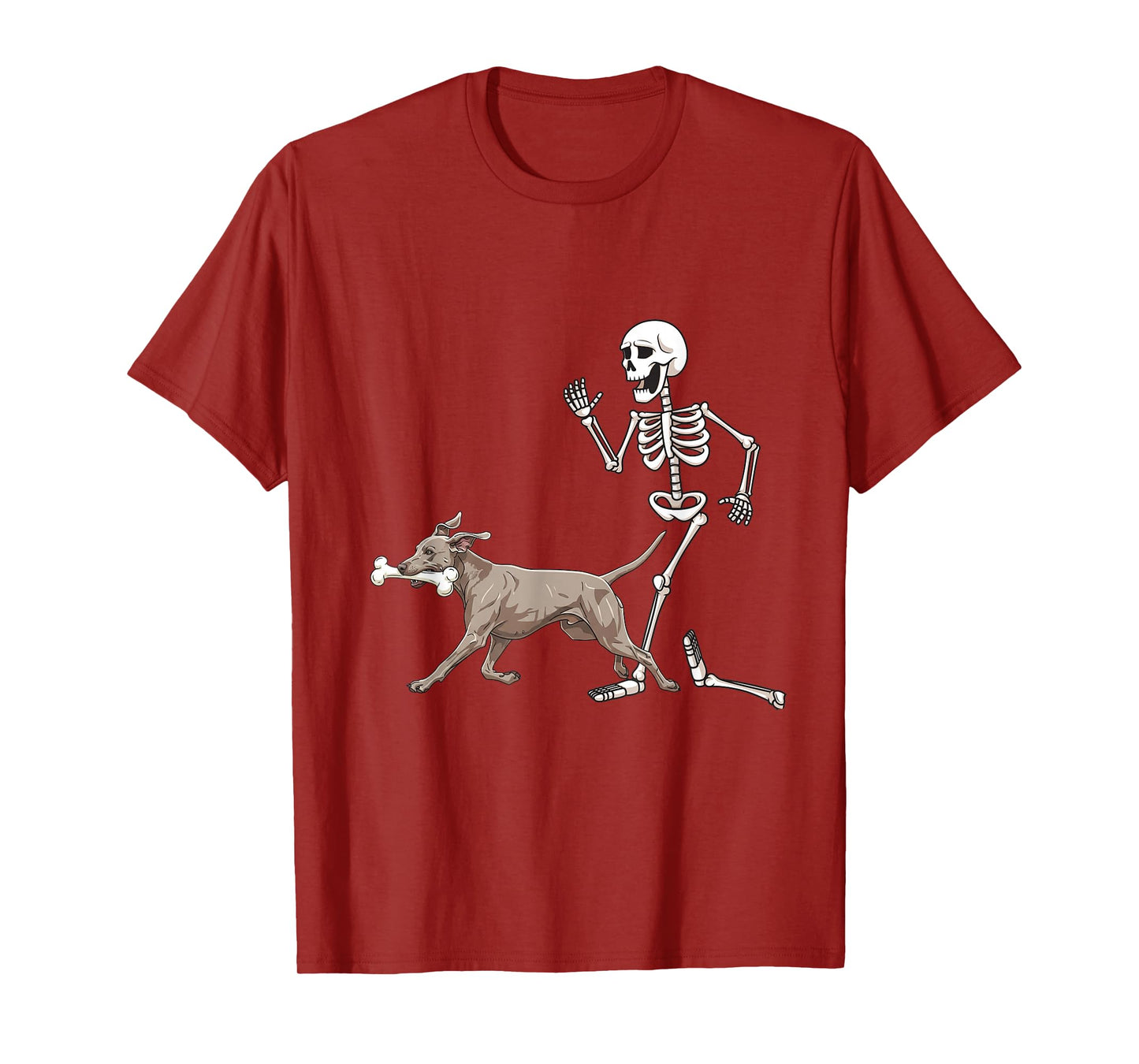 Funny Halloween Weimaraner and Skeleton T-Shirt