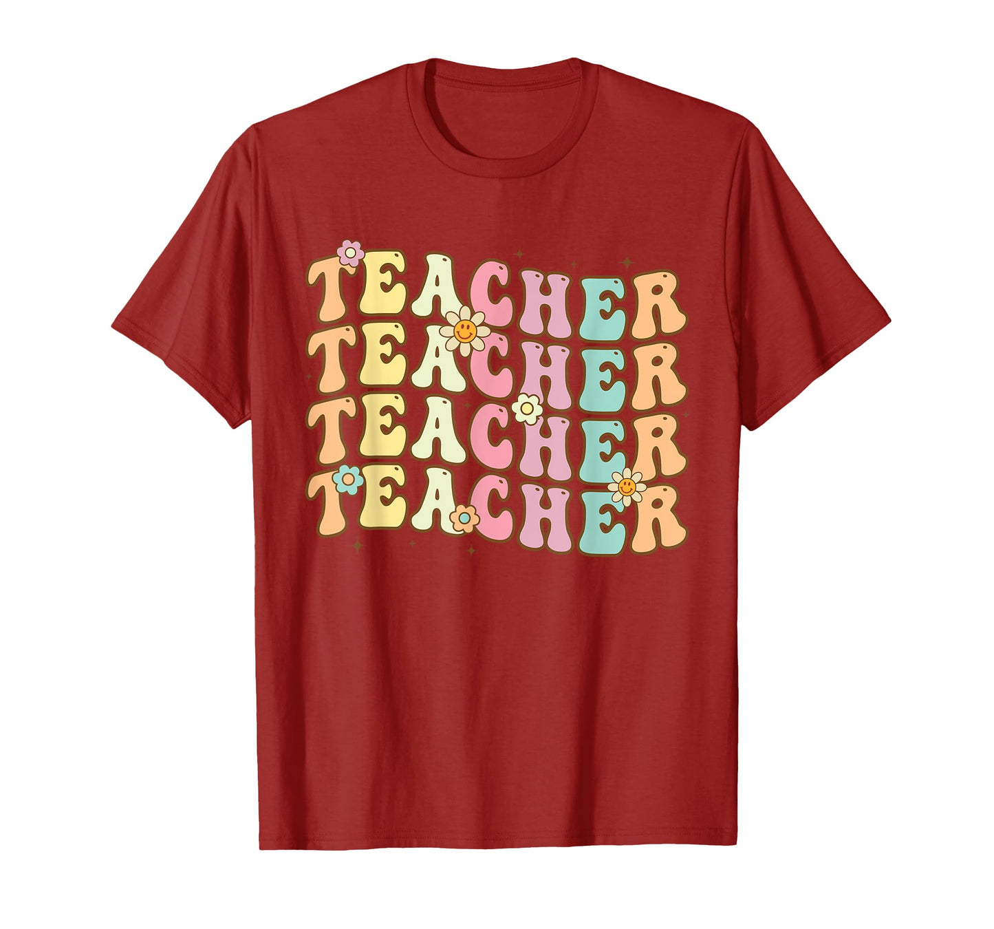 Retro Groovy Teacher Inspirational Colorful Back to School Men Women Girls Kids T-Shirt