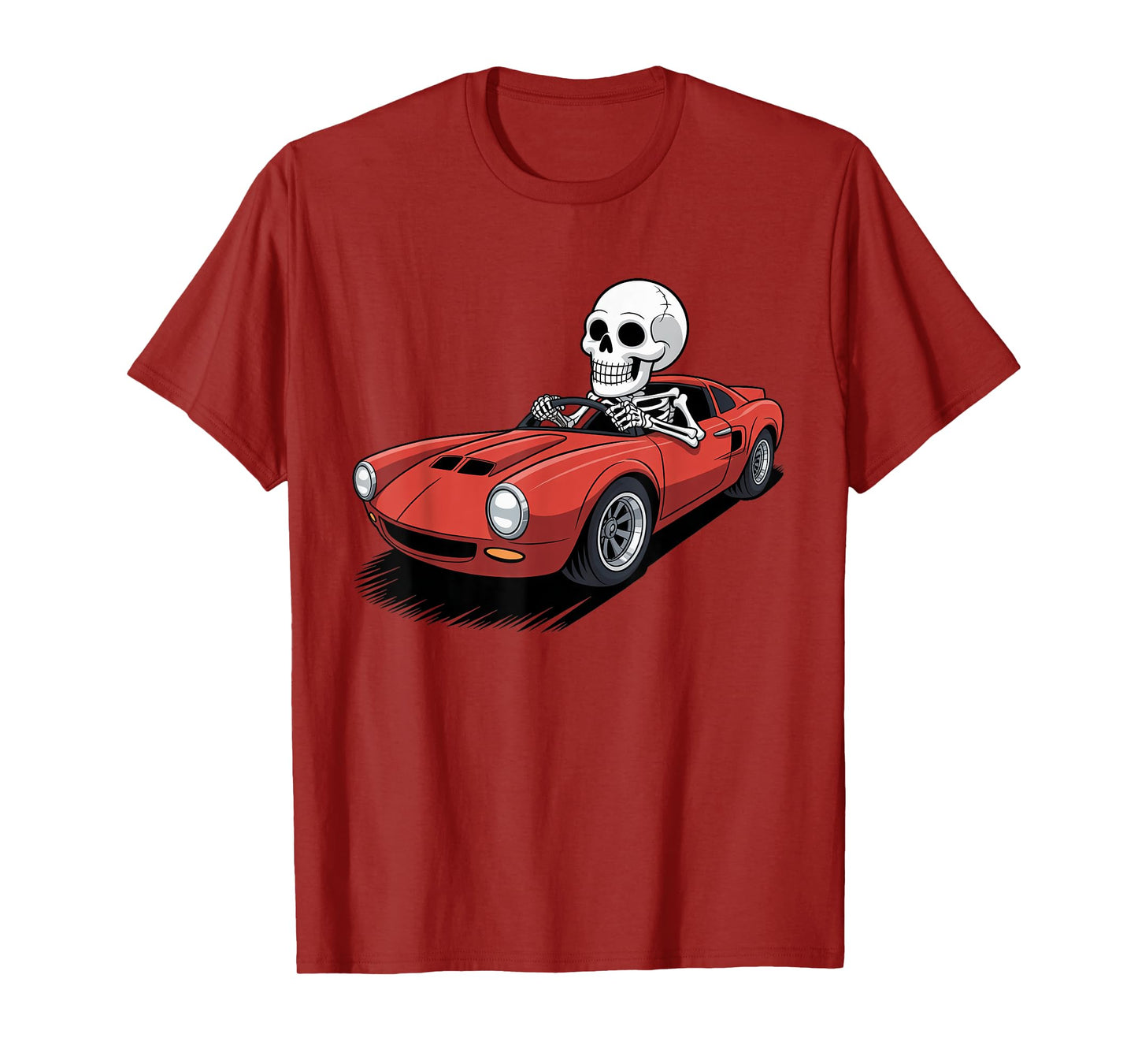 Creepy Skeleton Driving Sport Car Funny Halloween Costume T-Shirt