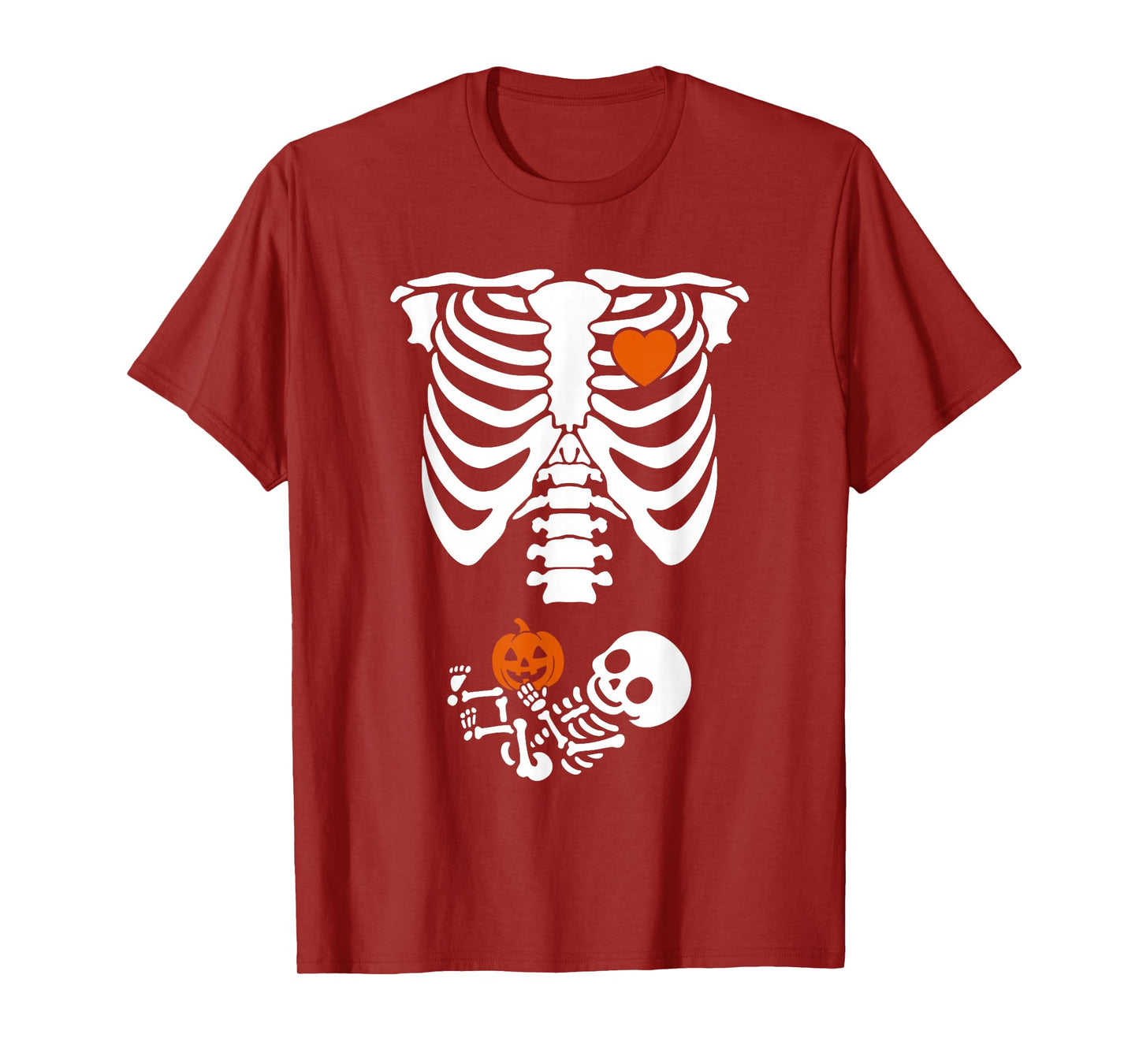 Skeleton Pregnancy Halloween Design with Baby Pumpkin T-Shirt