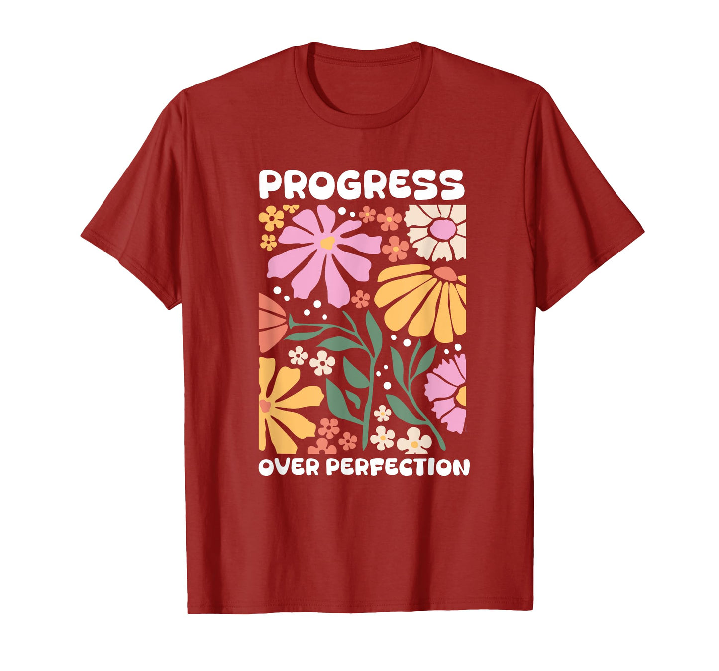 Progress Over Perfection ABA Therapist Behavior RBT Floral T-Shirt