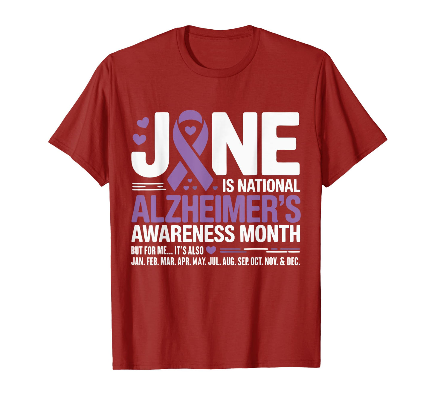In June We Wear Purple Alzheimer's Awareness Purple Ribbon T-Shirt