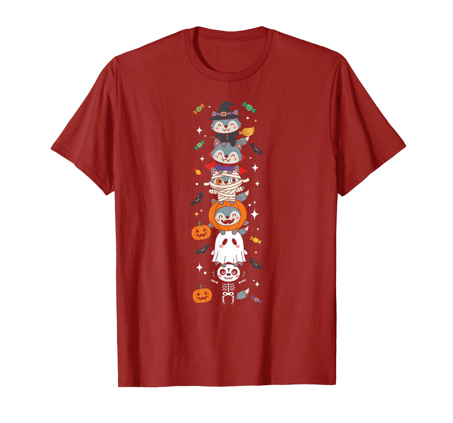 Funny Wolf Witch Vampire Ghost Halloween Kids Mens Womens T-Shirt