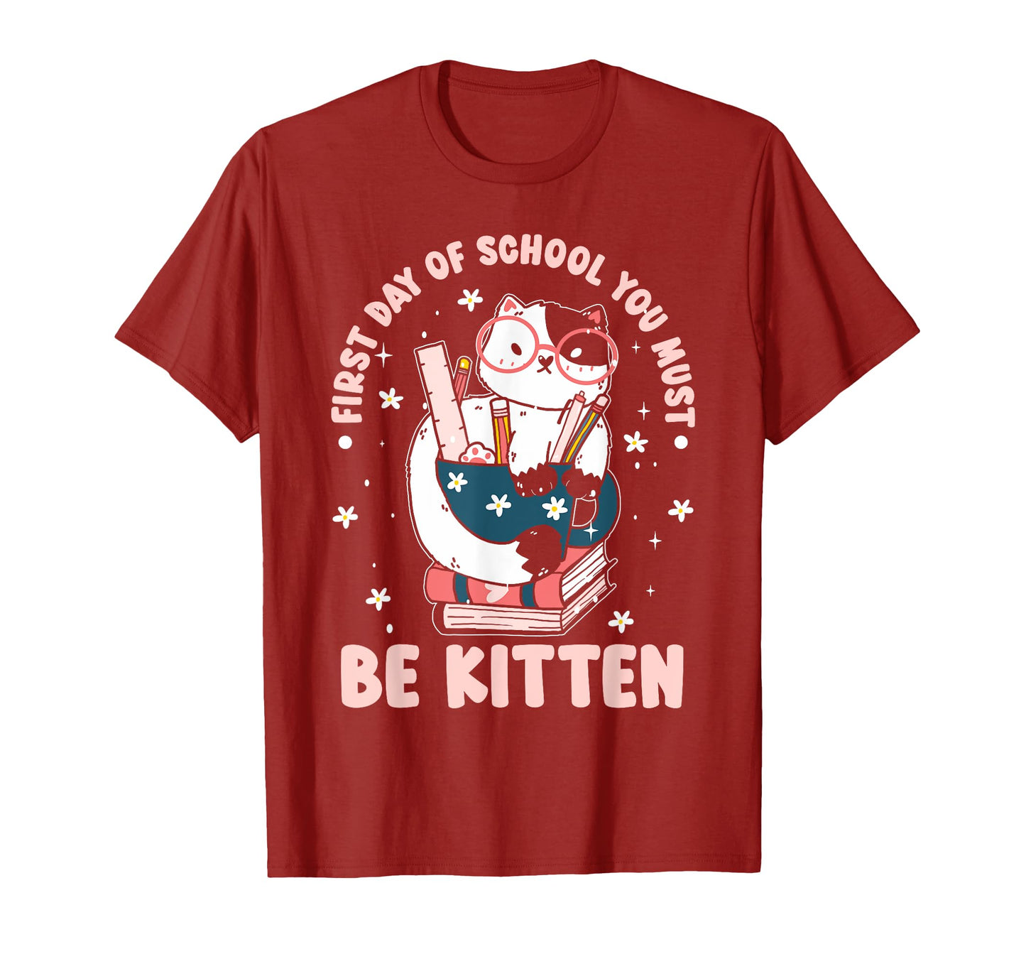 Cute Cat First Day Of School T-Shirt for Men Women Kids