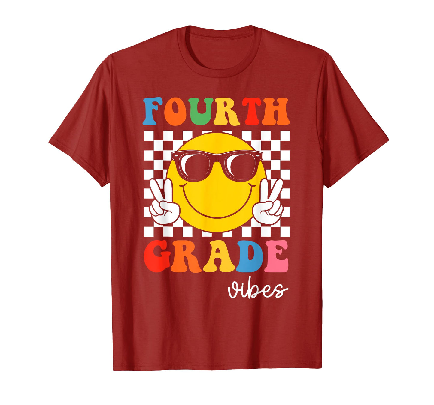 Fourth Grade Vibes Retro Smile Teacher Kids Team 4th Grade T-Shirt
