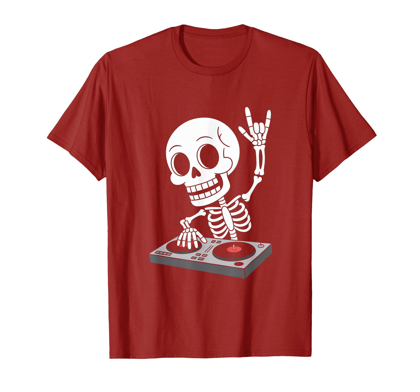 Skeleton DJ on Turntables EDM Synthesizer Rave Music Ghost T-Shirt