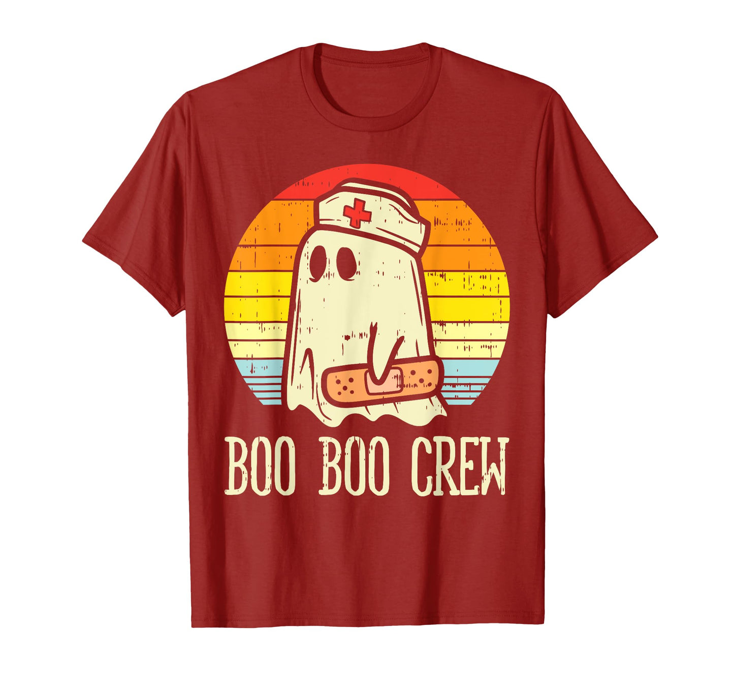 Halloween Nurse Ghost Boo Boo Costume Scrub Top Women Crew T-Shirt