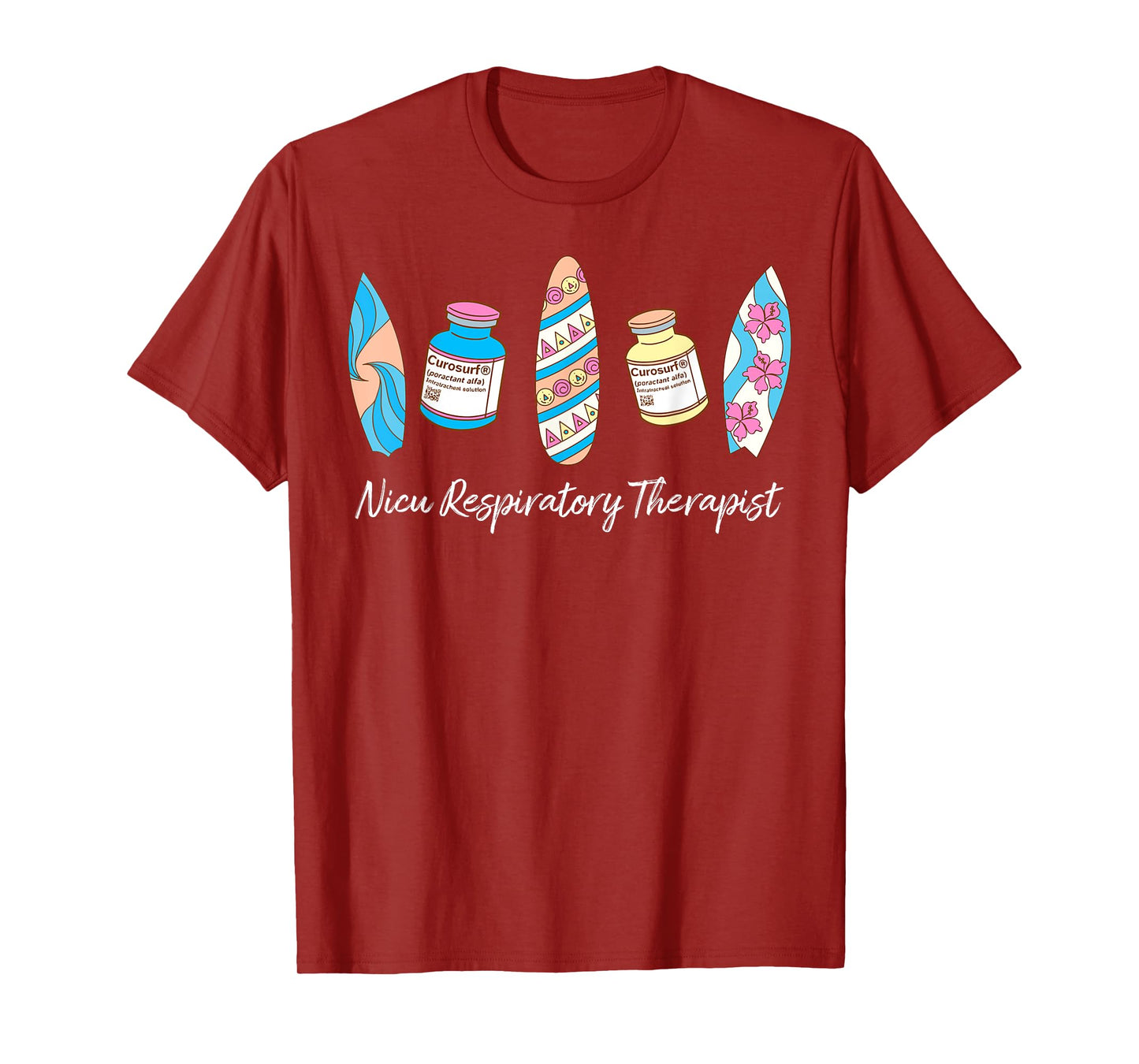 NICU Respiratory Therapist Surfboard Beach Summer Vibes T-Shirt