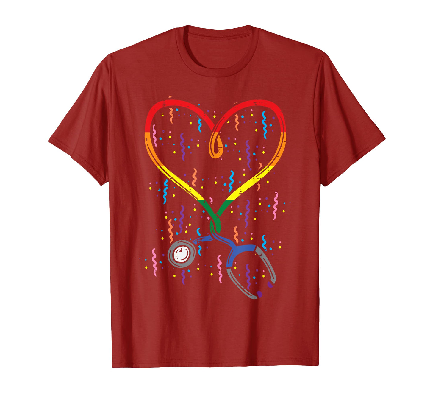 Rainbow Flag Stethoscope Heart Nurse RN Scrub Gay Pride LGBT T-Shirt