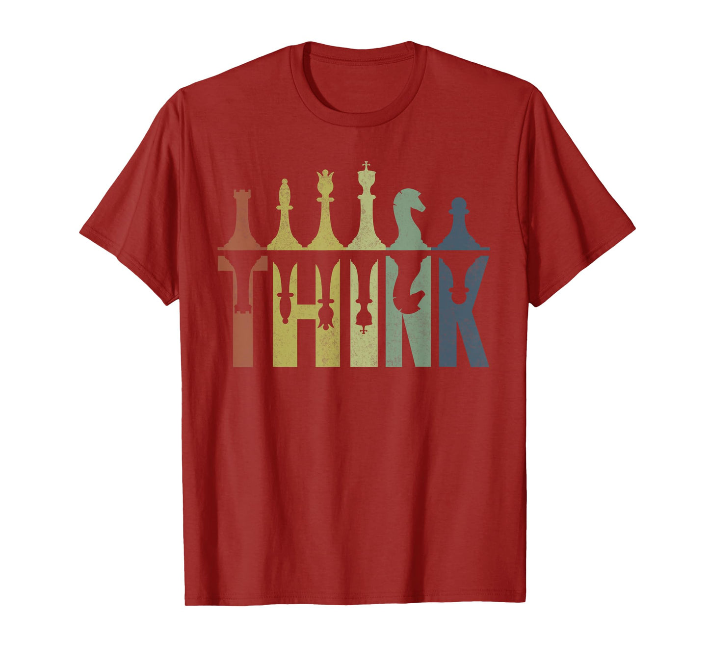 Think Retro Vintage Chess Pieces Player Gifts Chess Coach T-Shirt