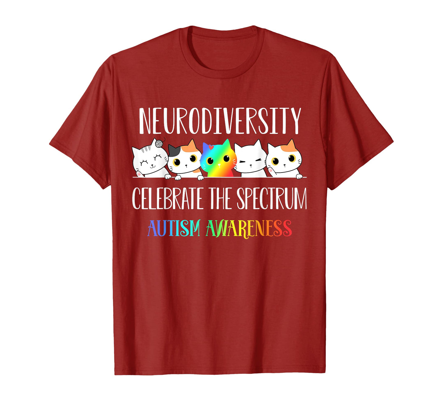 Autism Embrace Neurodiversity Celebrate the Spectrum Cat T-Shirt