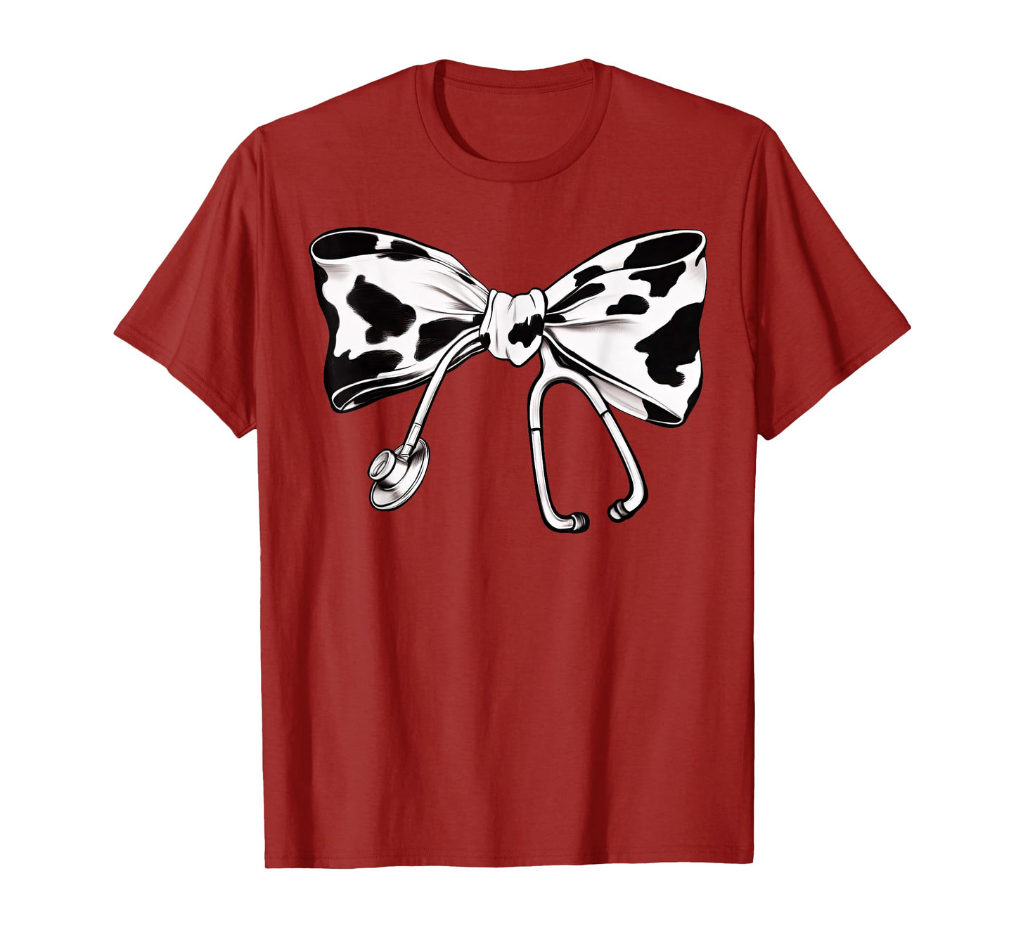 Cow Print Bow And Stethoscope Nurse RN Graduation Coquette T-Shirt