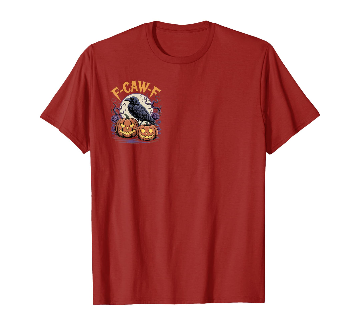 F CAW F Crow Spooky Bird Raven Fall Vibe Scary Pumpkin Night T-Shirt