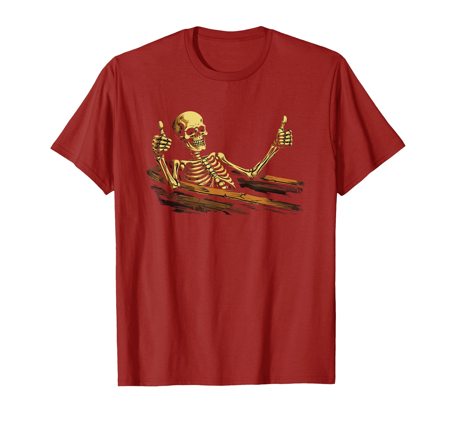 Thumbs Up Skeleton Coffin Rising - Funny Graveyard Halloween T-Shirt
