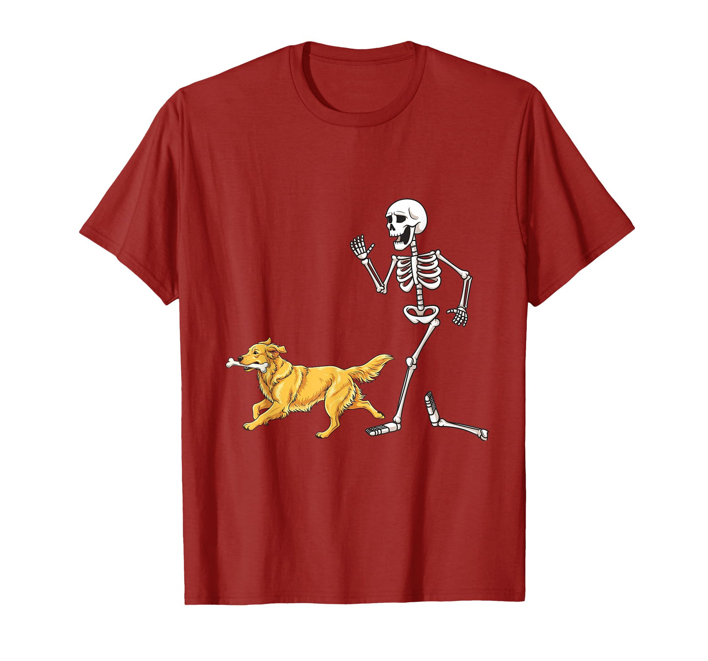 Funny Halloween Golden Retriever and Skeleton T-Shirt