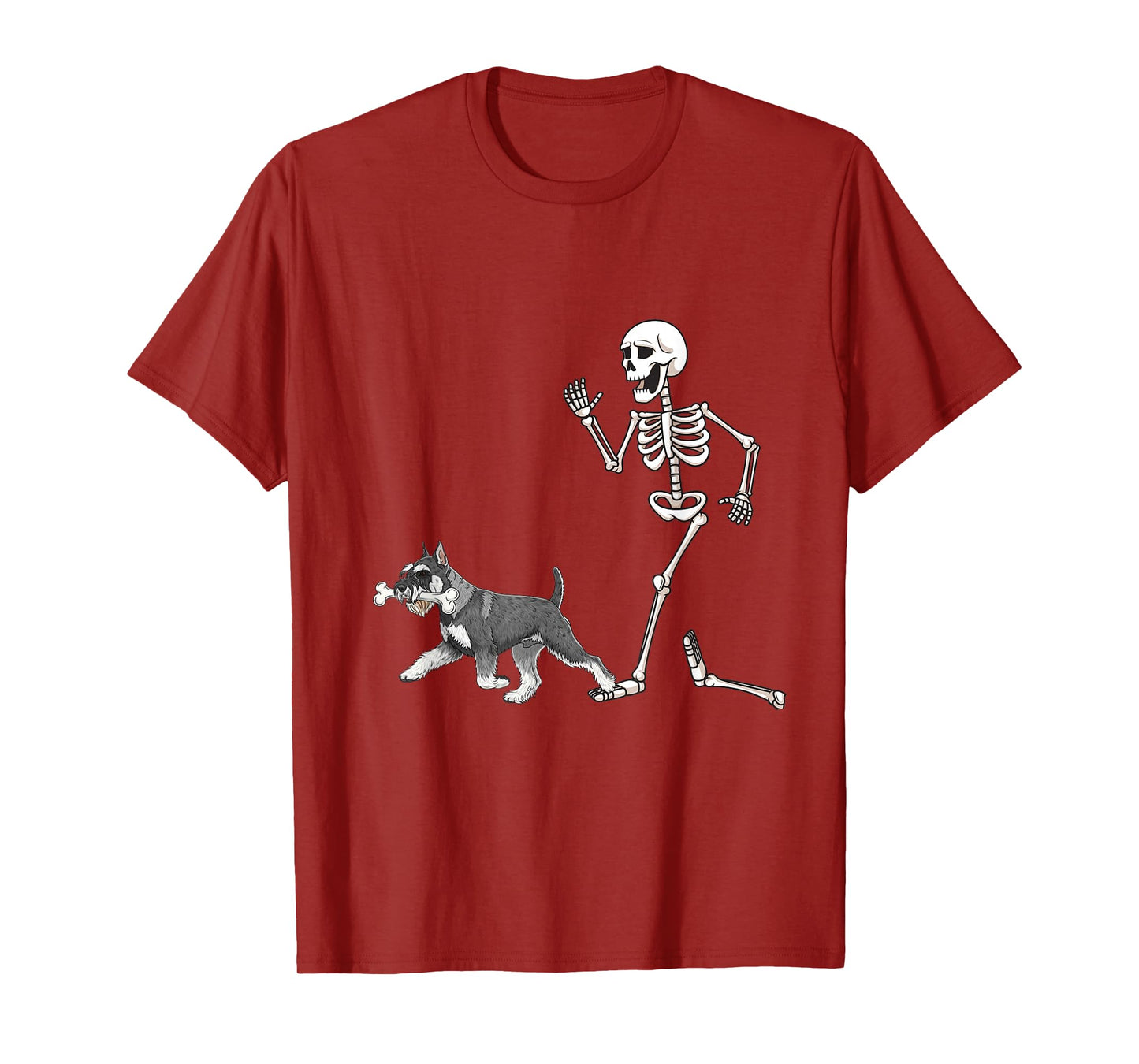 Funny Halloween Standard Schnauzer and Skeleton T-Shirt