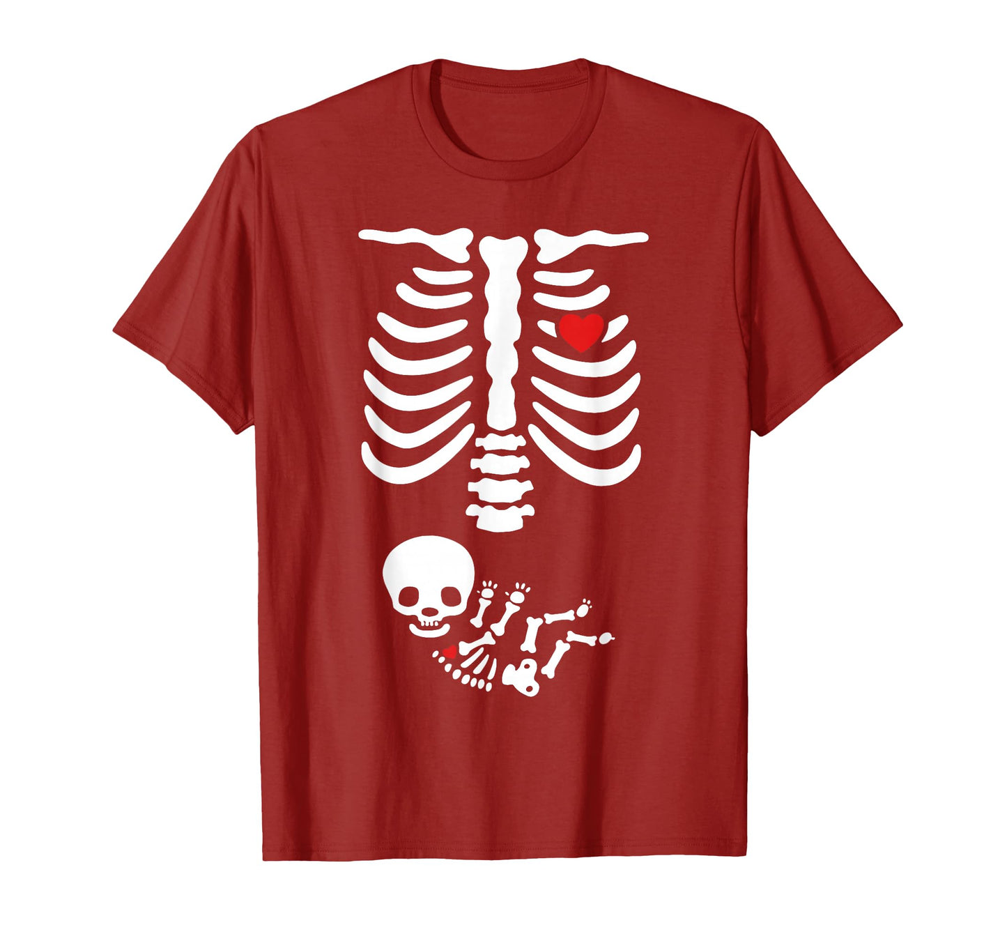 Halloween Skeleton Baby Rib Cage Maternity Pregnant Heart T-Shirt