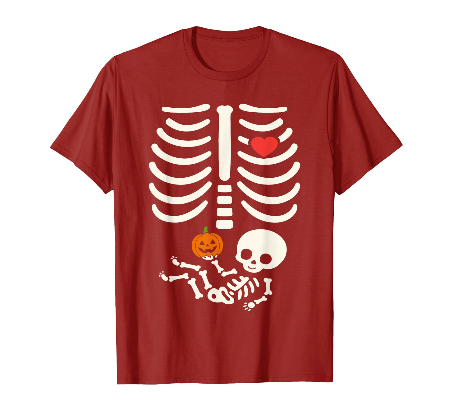 Halloween Baby Skeleton Heart Pregnancy Outfit T-Shirt