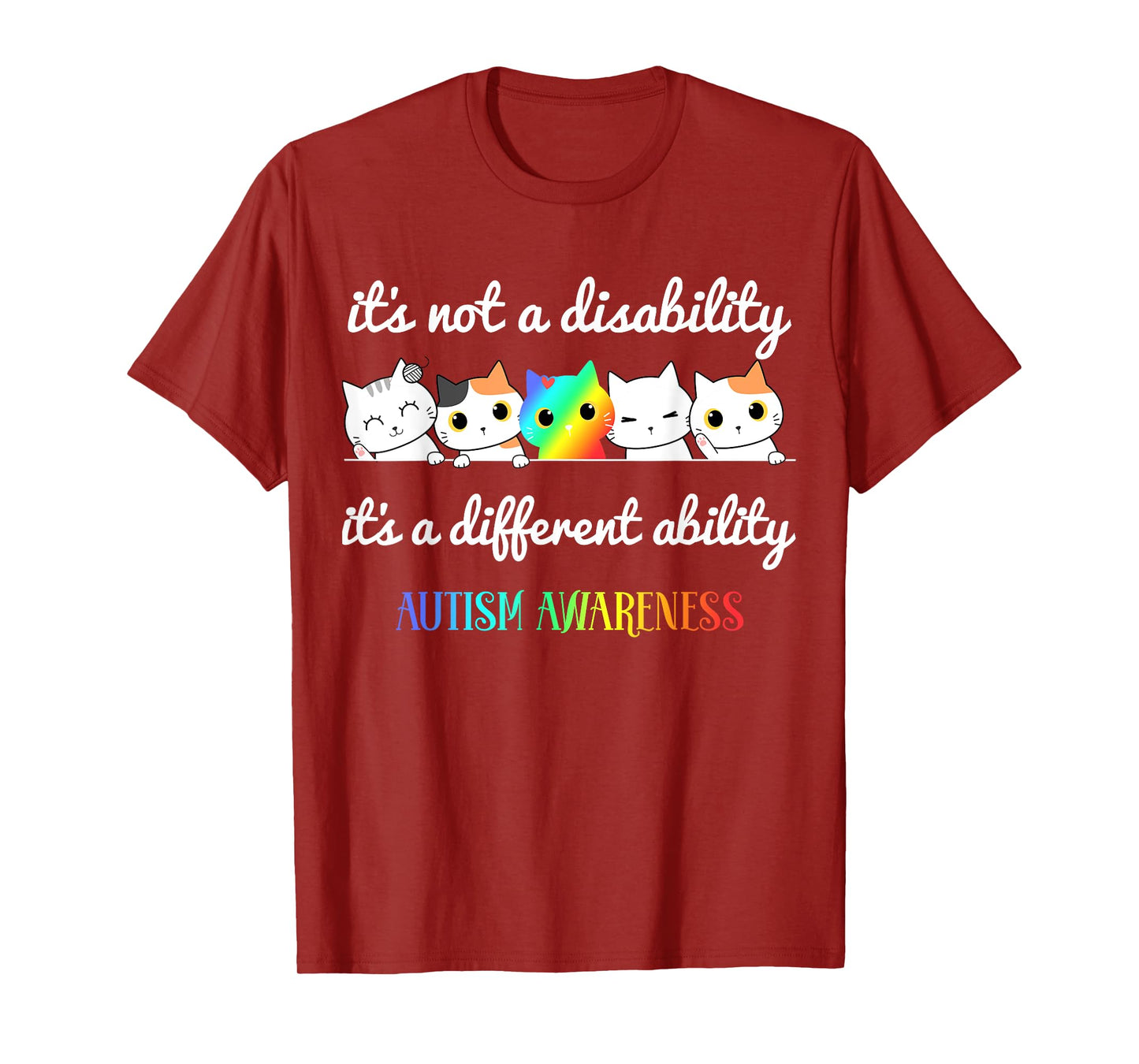 Cat Autism It's Not a Disability It's a Different Ability T-Shirt