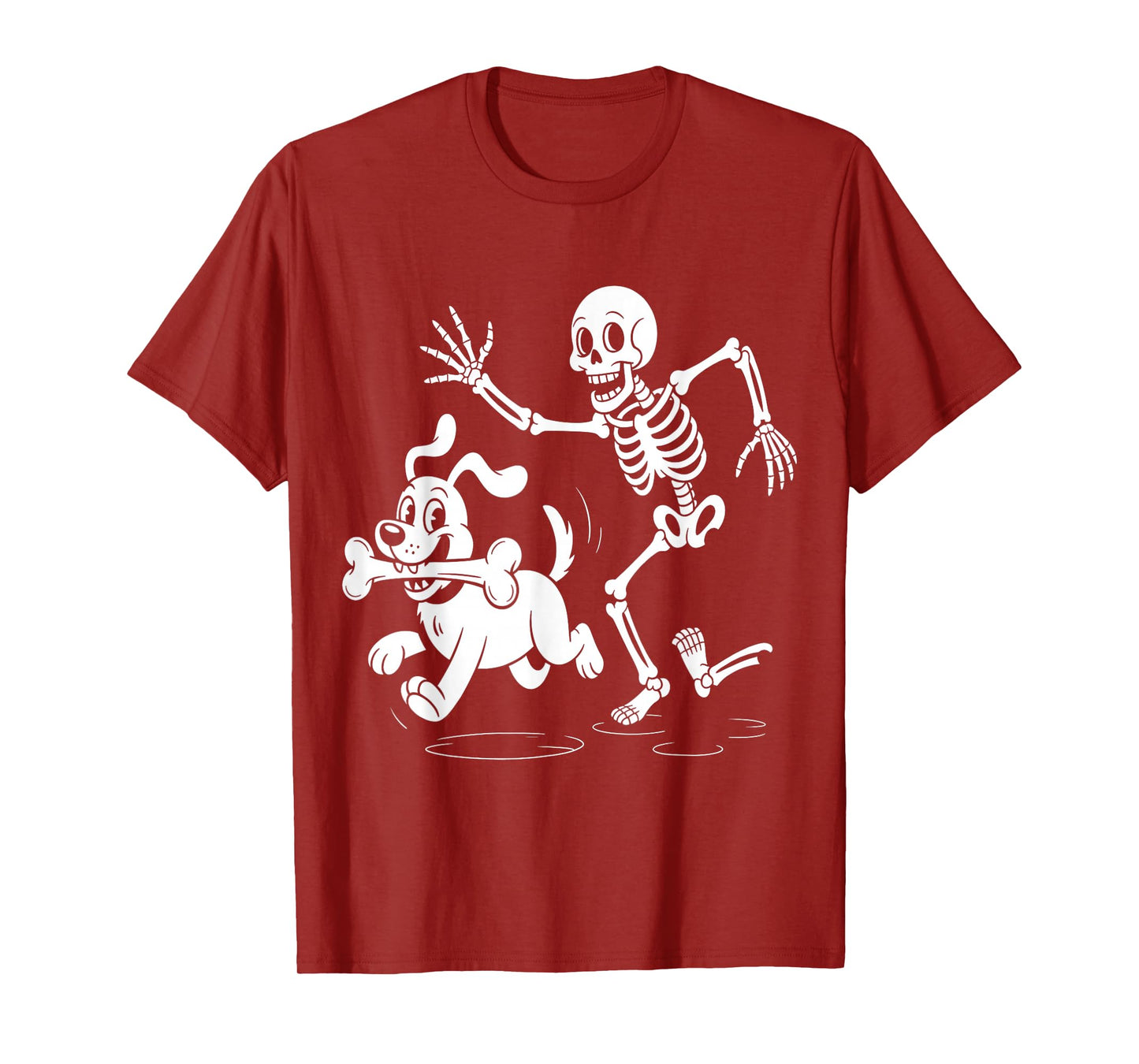 Funny Halloween Dog, Funny Skeleton Chasing Dog Men Women T-Shirt