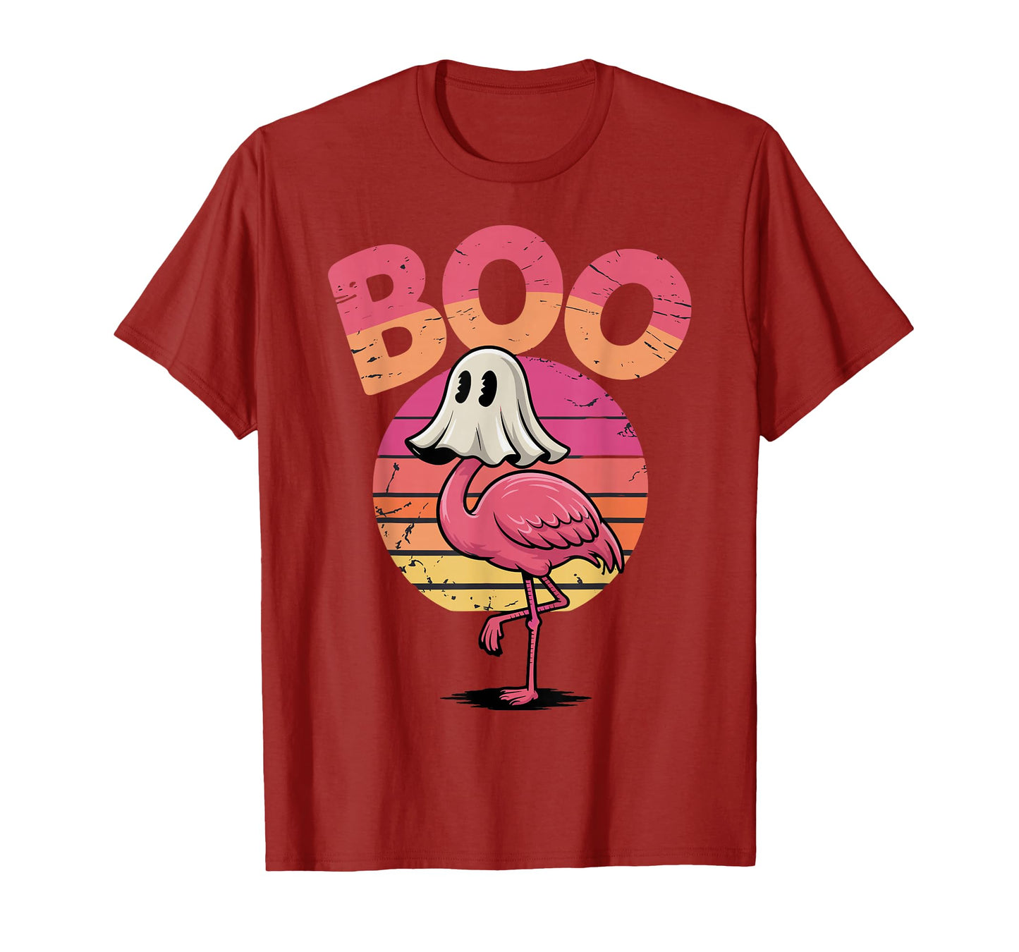 Flamingo Ghost Boo Pink Sunset T-Shirt