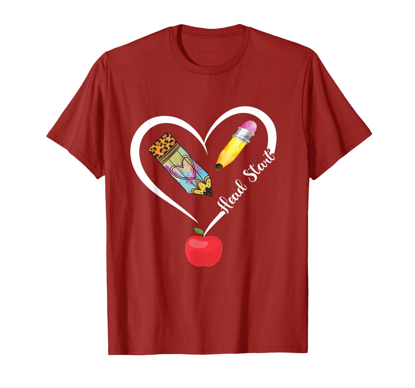 Head Start Teacher Heart Love Apple Headstart Teacher T-Shirt