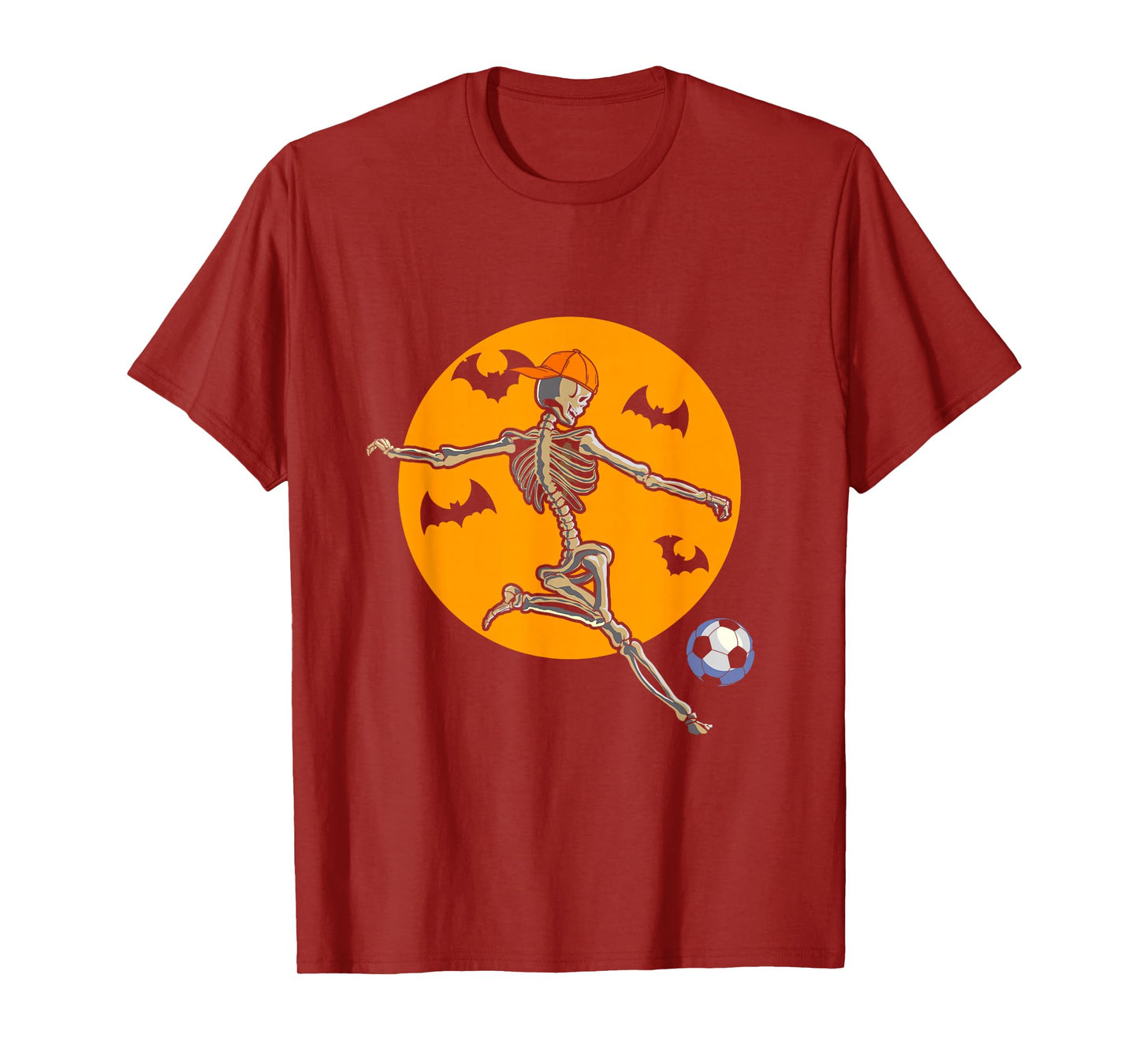 Halloween Skeleton Soccer Football USA Flag Costume T-Shirt