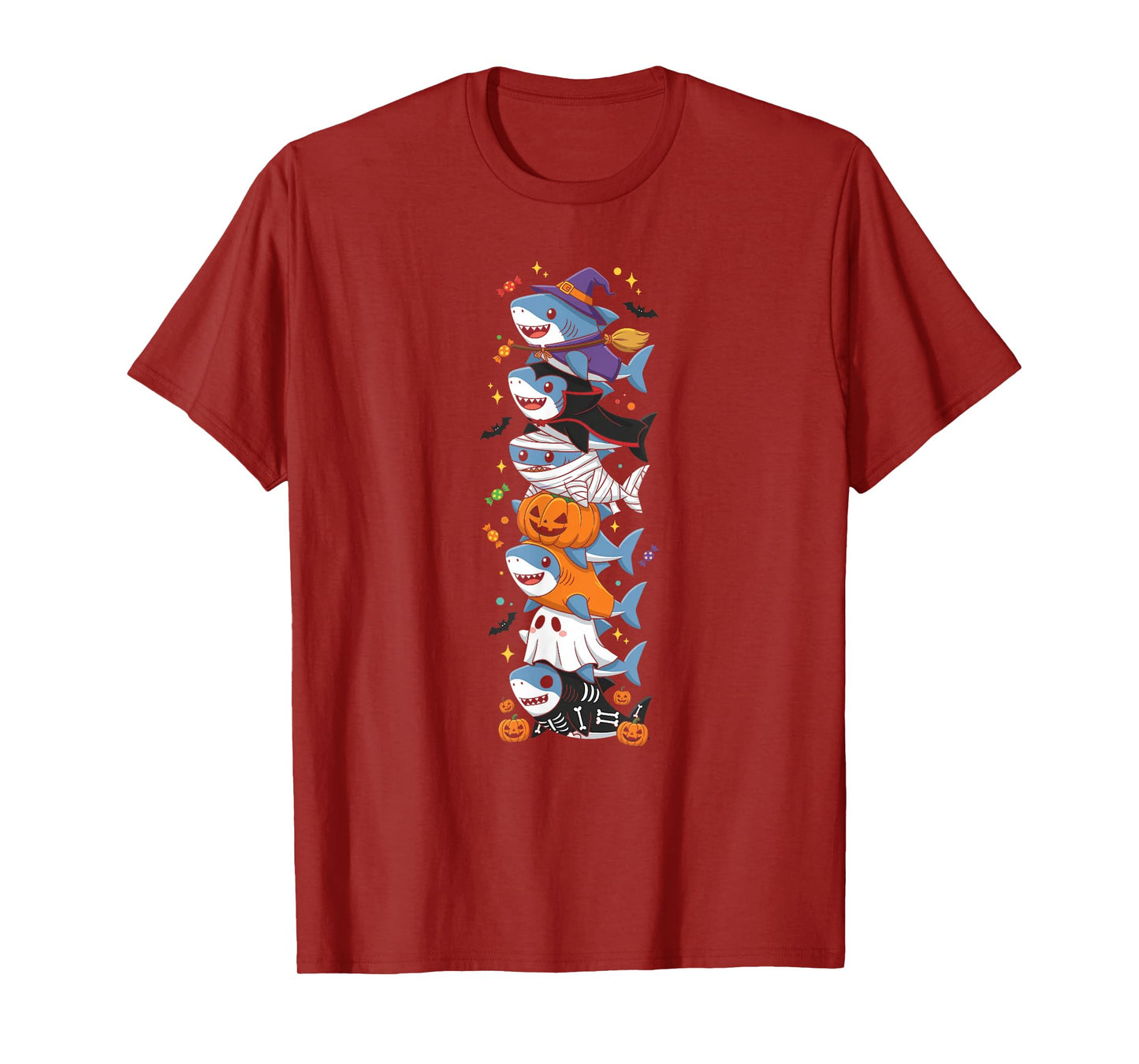 Funny Shark Witch Vampire Ghost Halloween Kids Mens Womens T-Shirt