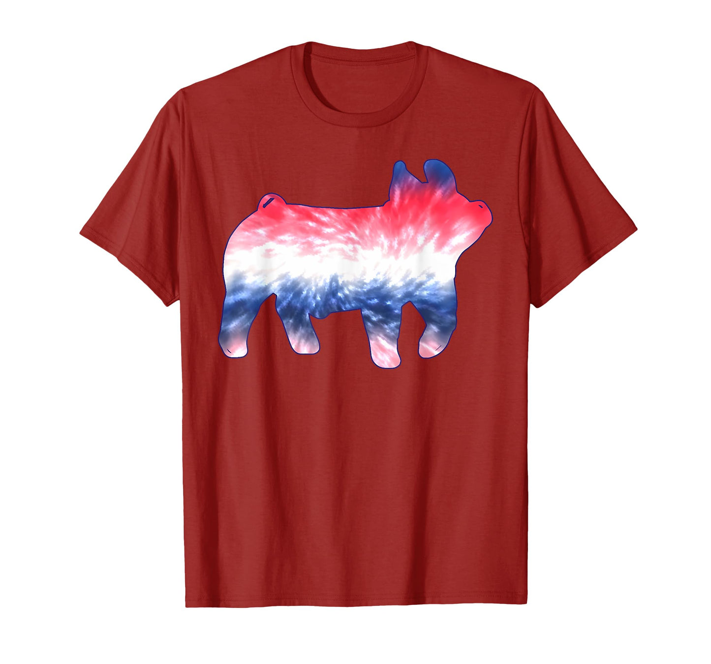 Red White Blue Show Pig Tie Dye 4th of July Pig Farm Animal T-Shirt