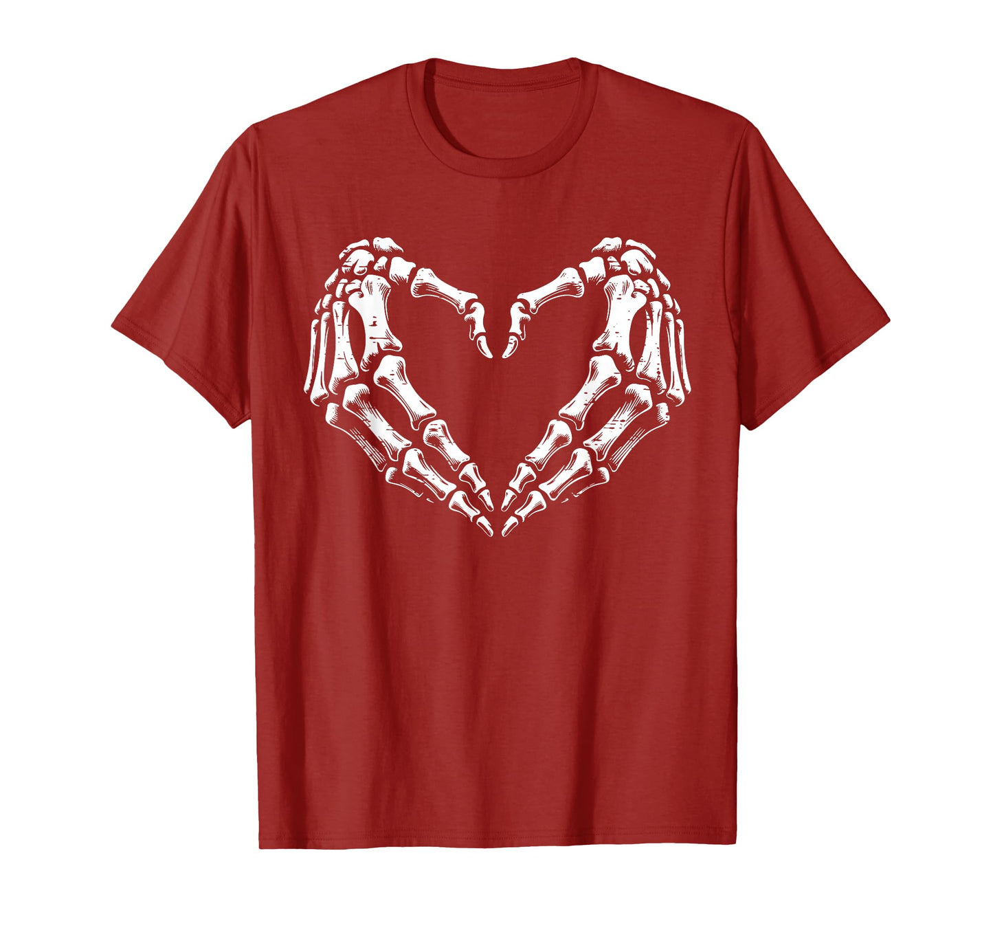 Retro Halloween Shirts Women Girls Skeleton Hands Heart Sign T-Shirt