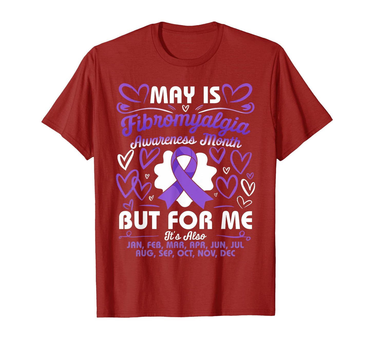 May Is Fibromyalgia Awareness Month Warrior Purple Ribbon T-Shirt