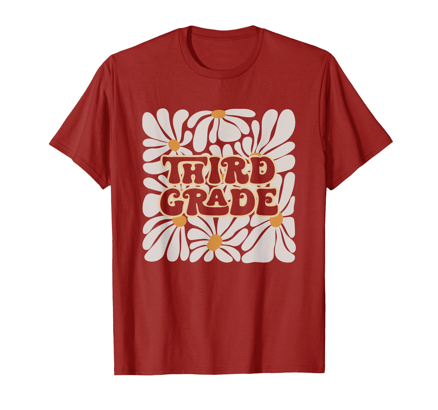 Retro Flower Power Squared Third 3rd Grade Back To School T-Shirt