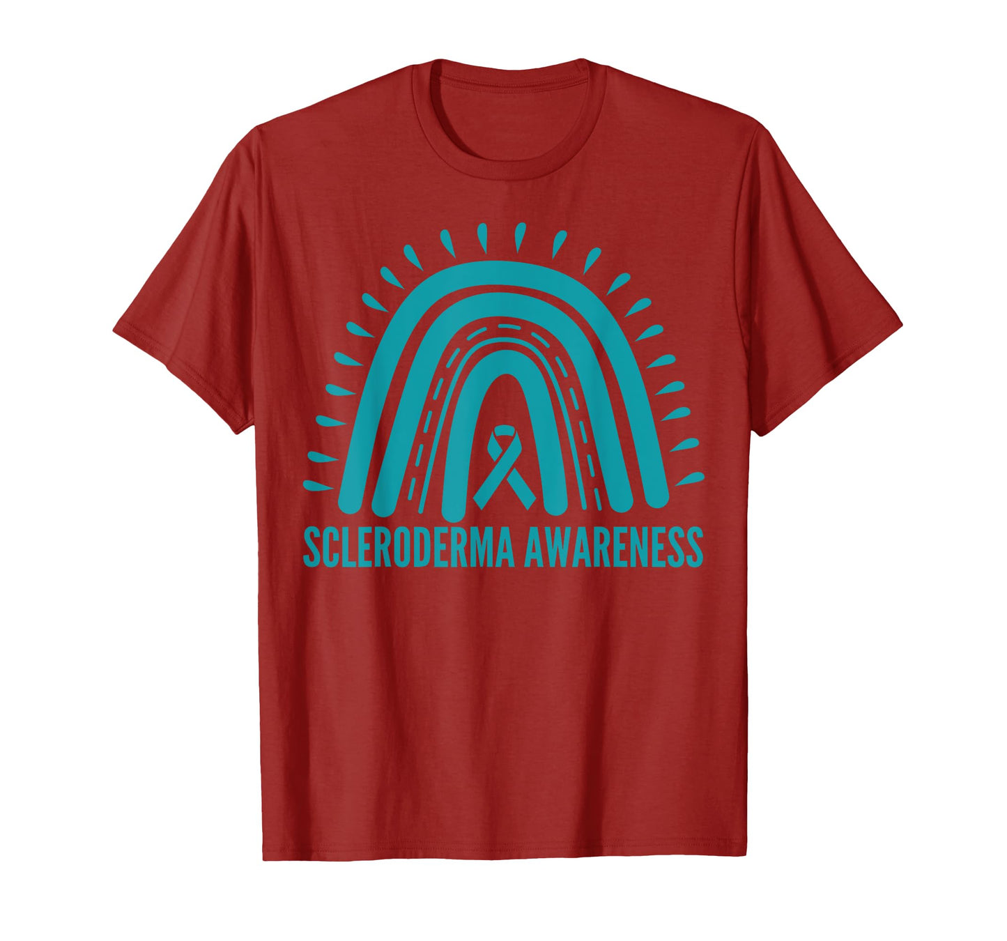Scleroderma Awareness Rainbow Ribbon Teal T-Shirt