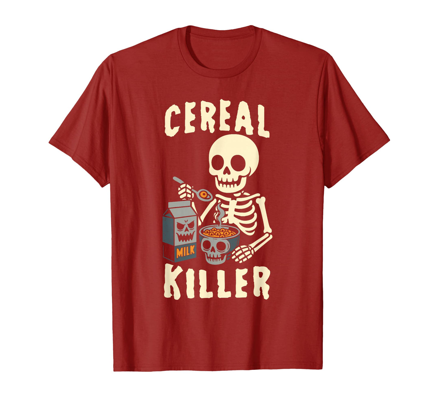 Cereal Killer Funny Skeleton Low Budget Halloween T-Shirt