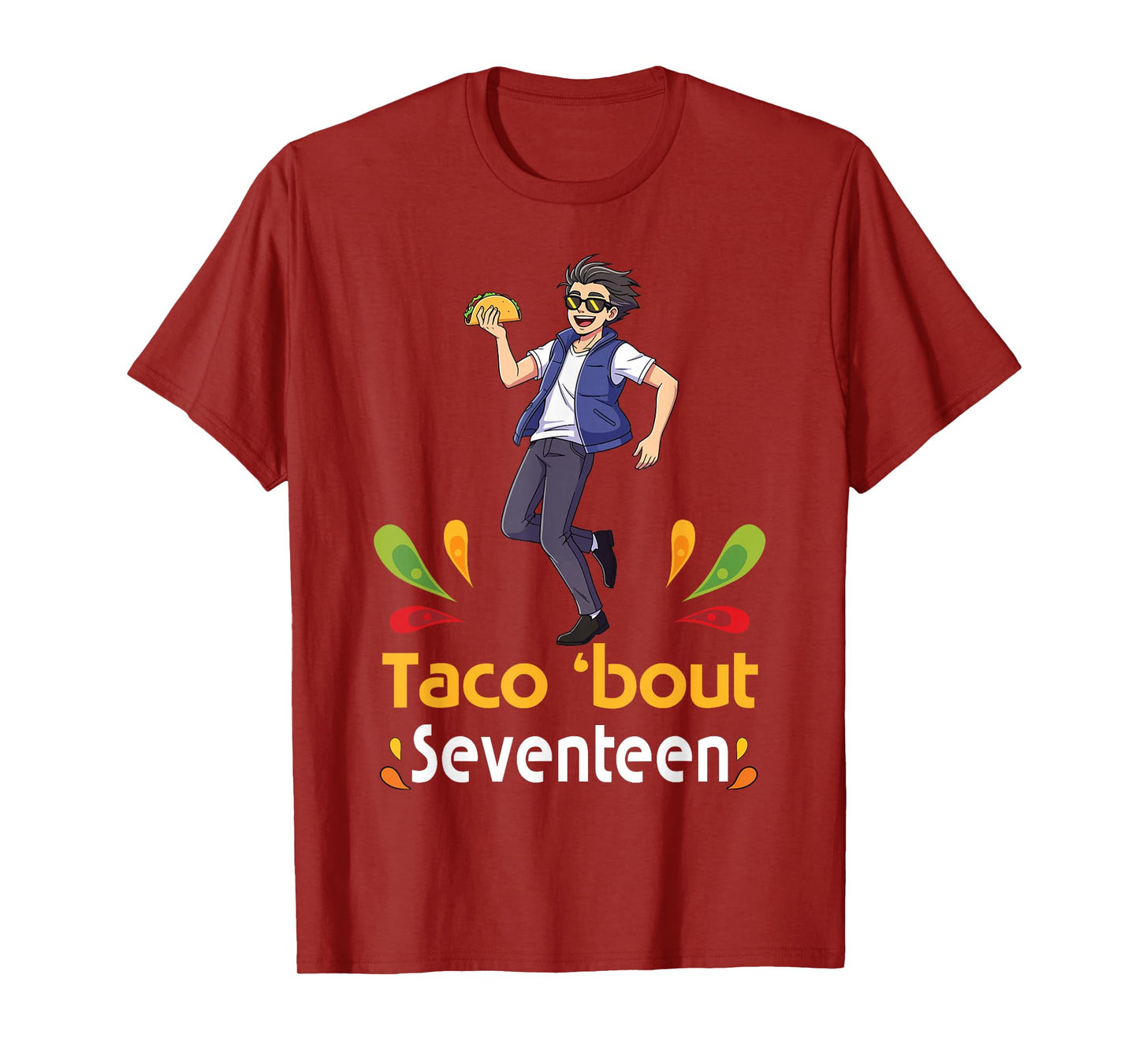 Cute Boy with Tacos Happy Birthday Taco Bout 17 Years Old T-Shirt
